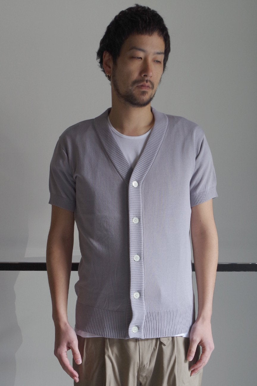 SHORT SLEEVE CARDIGAN / LIGHT GRAY - RAINMAKER KYOTO