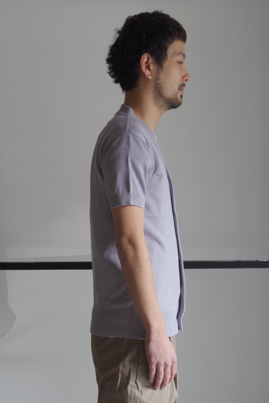 SHORT SLEEVE CARDIGAN / LIGHT GRAY - RAINMAKER KYOTO