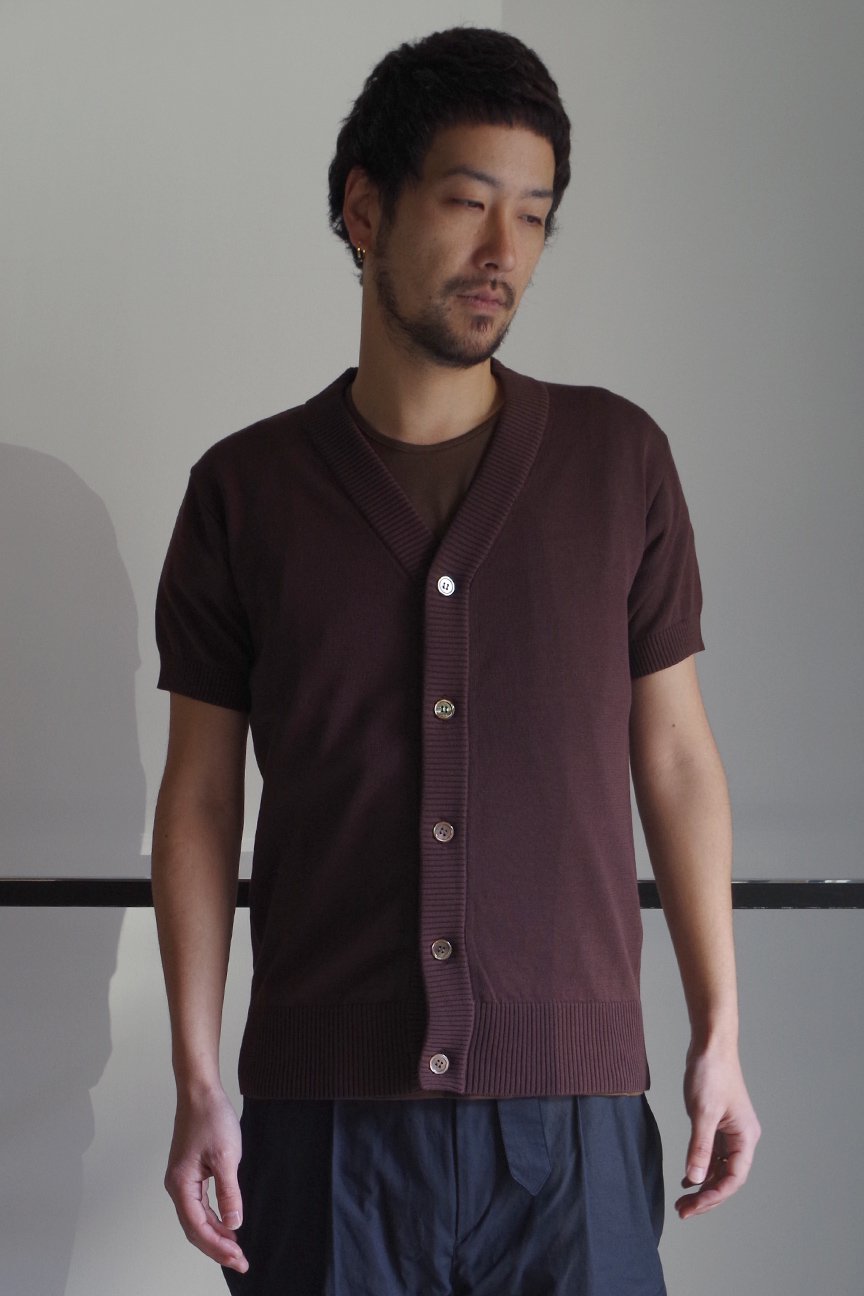 SHORT SLEEVE CARDIGAN / BROWN - RAINMAKER KYOTO