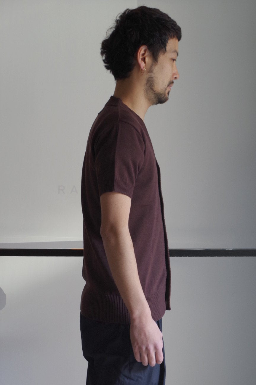 SHORT SLEEVE CARDIGAN / BROWN - RAINMAKER KYOTO