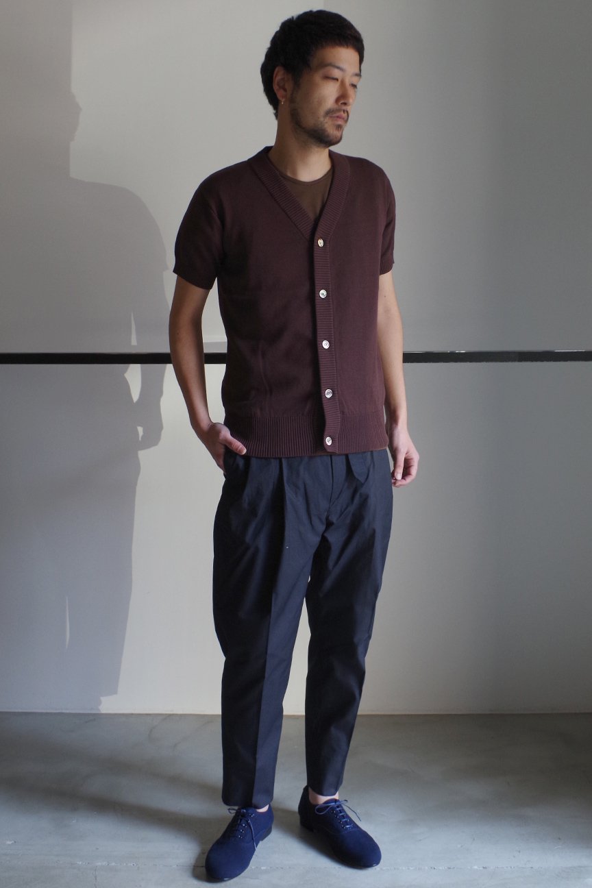 SHORT SLEEVE CARDIGAN / BROWN - RAINMAKER KYOTO