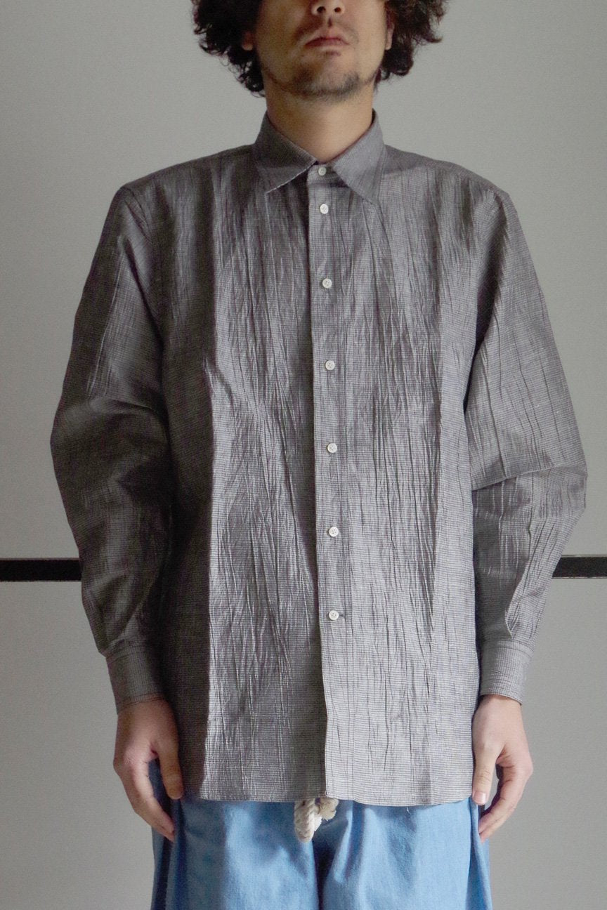 WASHER LINEN SHIRTS / GRAY - RAINMAKER KYOTO