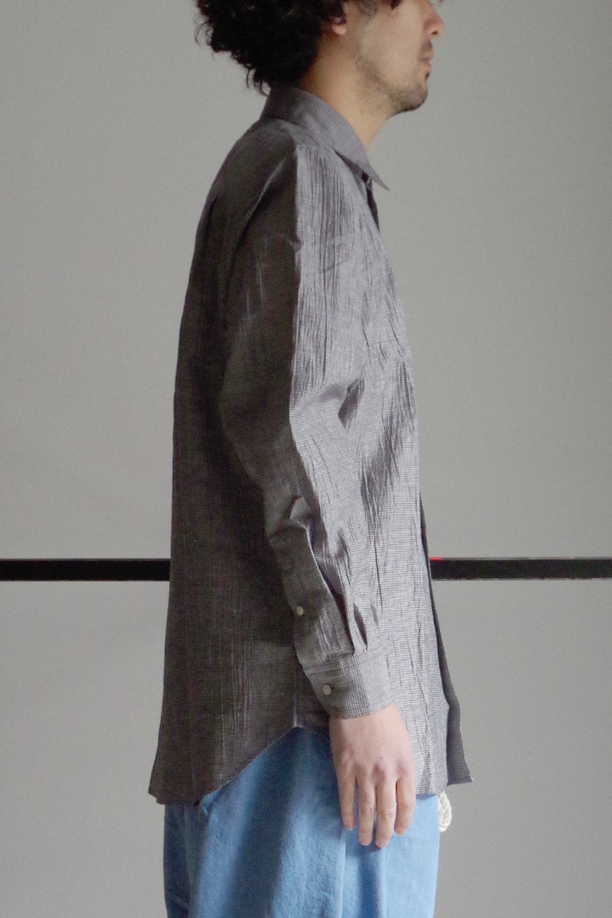 WASHER LINEN SHIRTS / GRAY - RAINMAKER KYOTO