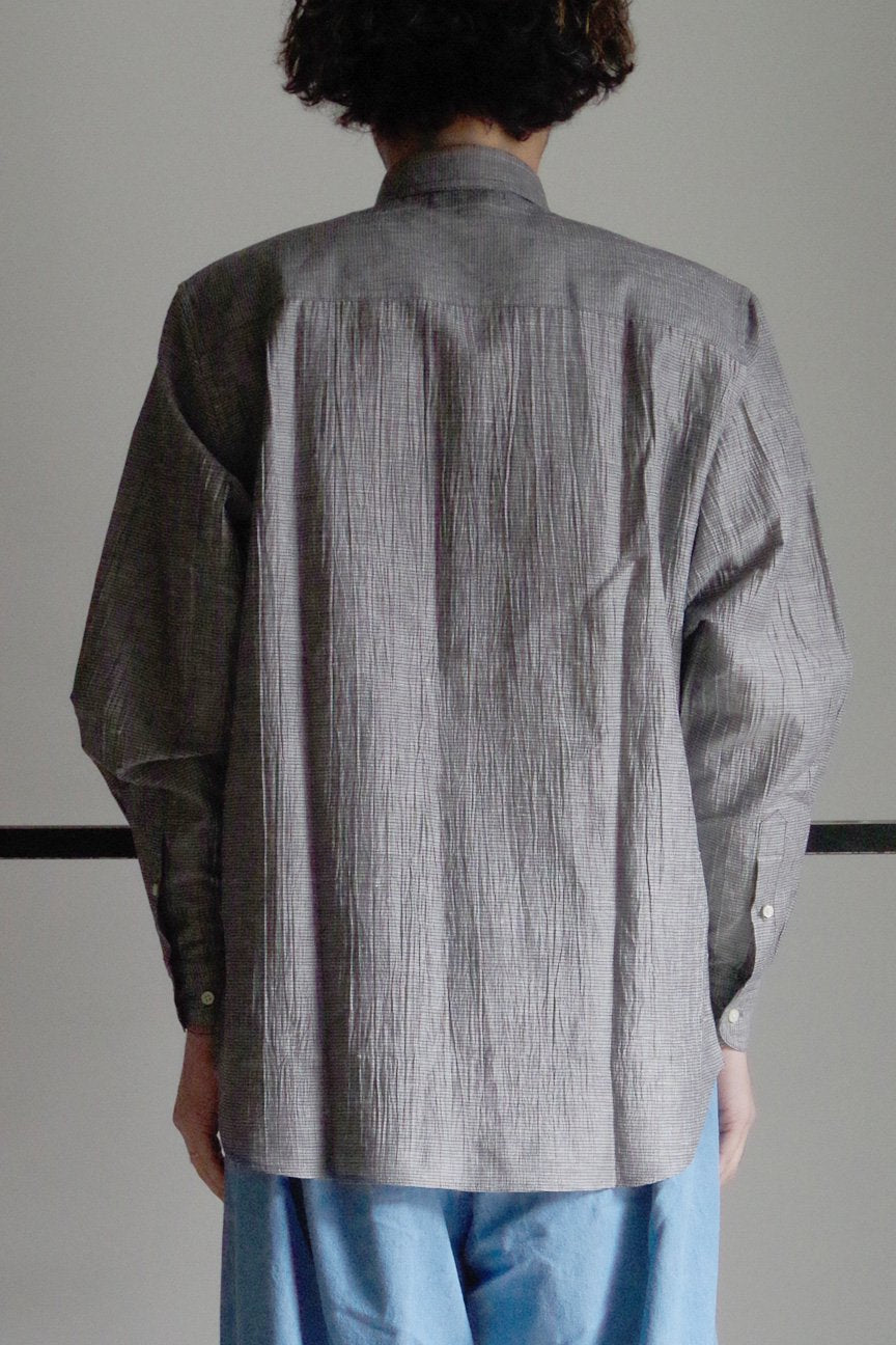 WASHER LINEN SHIRTS / GRAY - RAINMAKER KYOTO