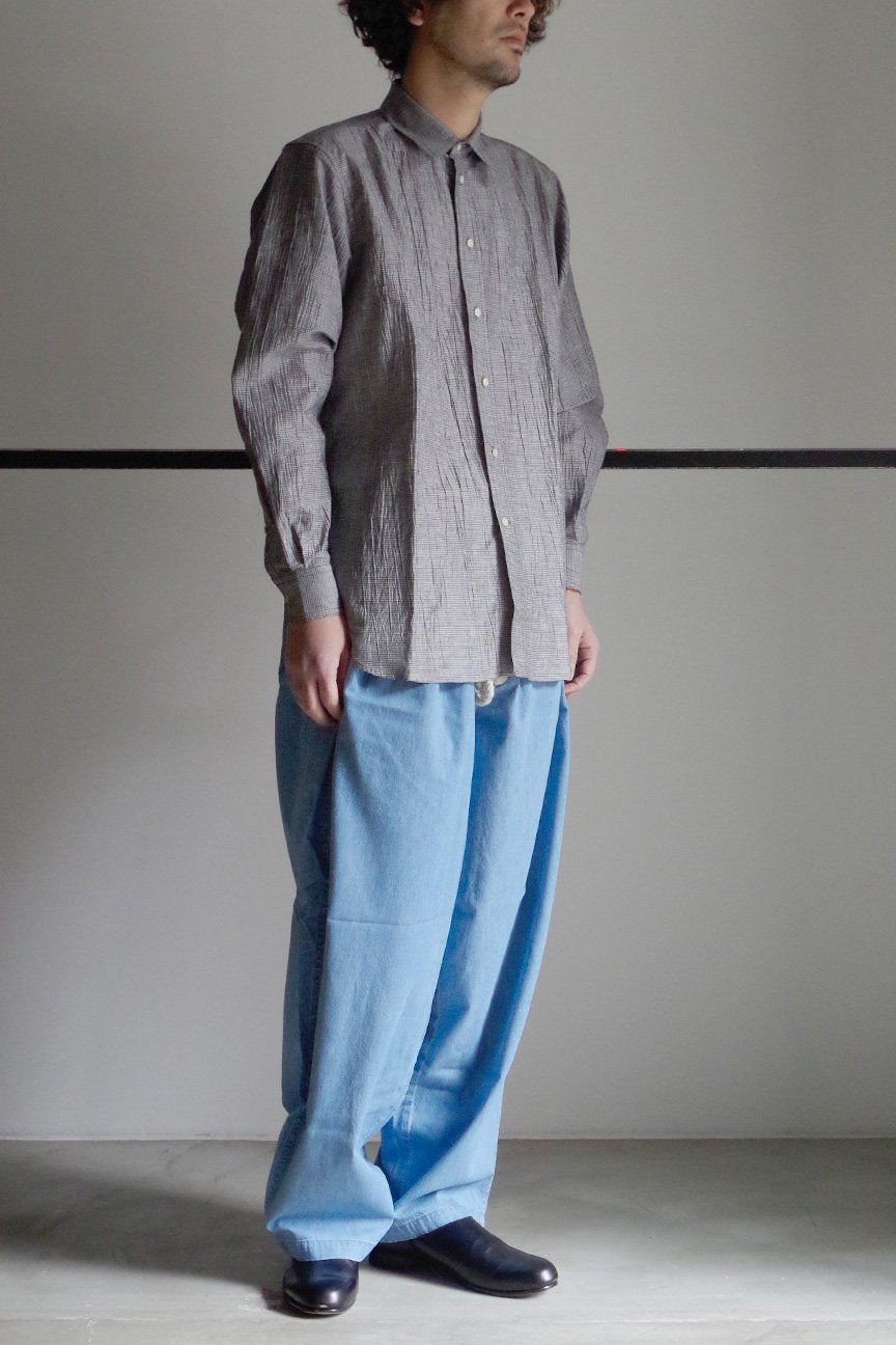 WASHER LINEN SHIRTS / GRAY - RAINMAKER KYOTO