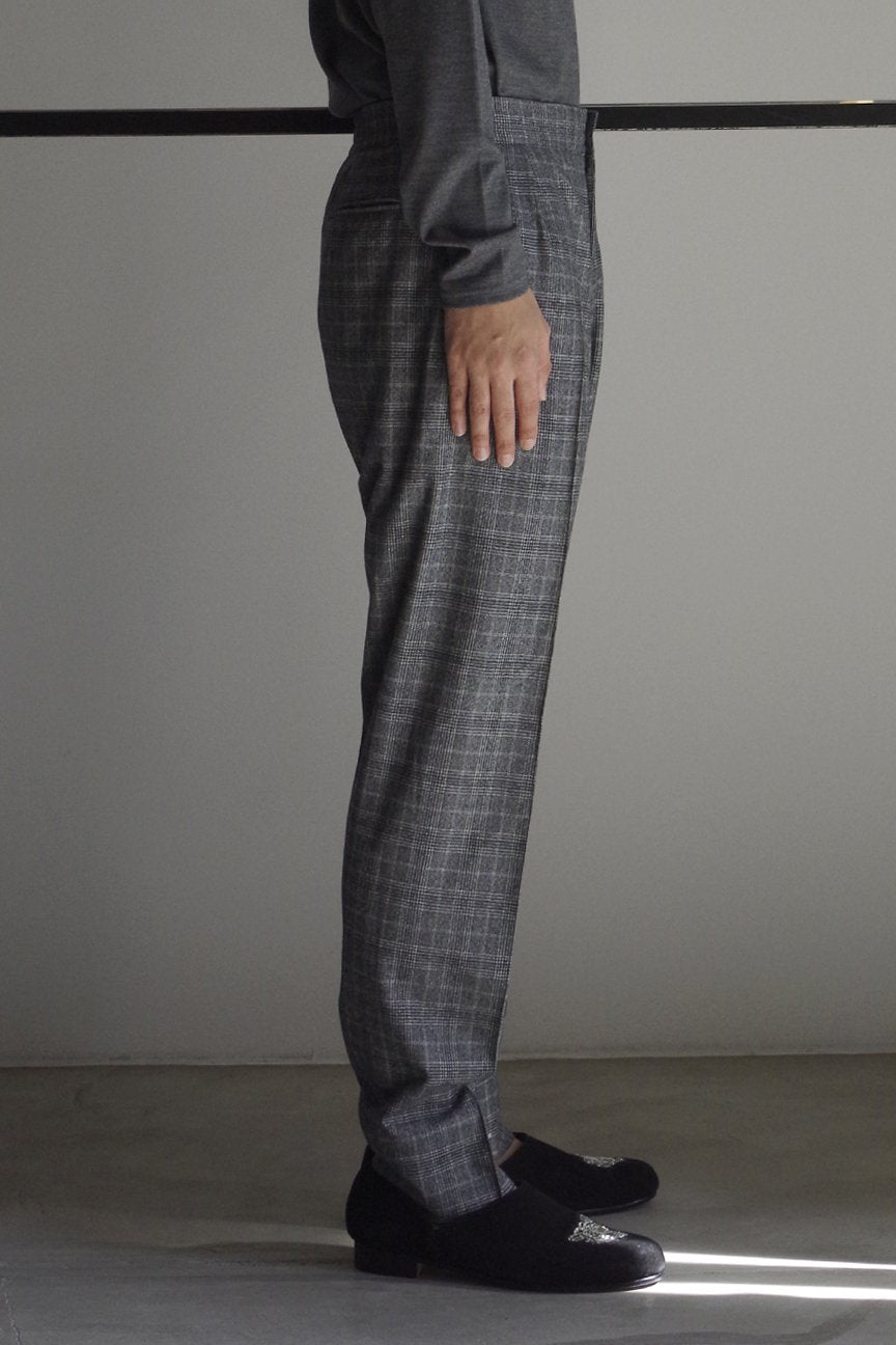 SEAMLESS EASY TROUSERS / GRAY GLEN CHECK - RAINMAKER KYOTO