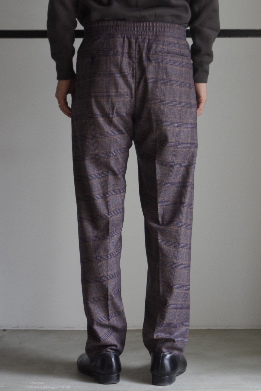 SEAMLESS EASY TROUSERS / NAVY GLEN CHECK - RAINMAKER KYOTO