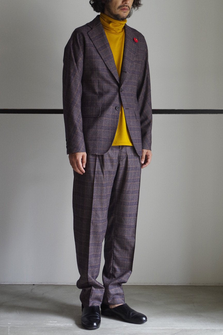 SEAMLESS EASY TROUSERS / NAVY GLEN CHECK - RAINMAKER KYOTO