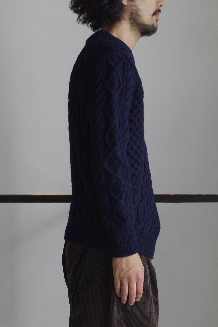 OBLIQUE V-NECK ALAN KNIT / NAVY - RAINMAKER KYOTO