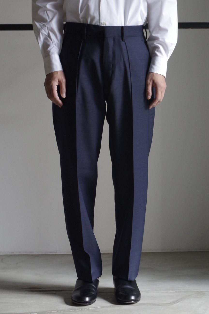 WIDE DOBBY TROUSERS / NAVY - RAINMAKER KYOTO