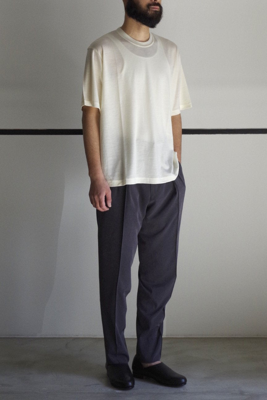 WASHABLE-WOOL T-SHIRT / WHITE - RAINMAKER KYOTO