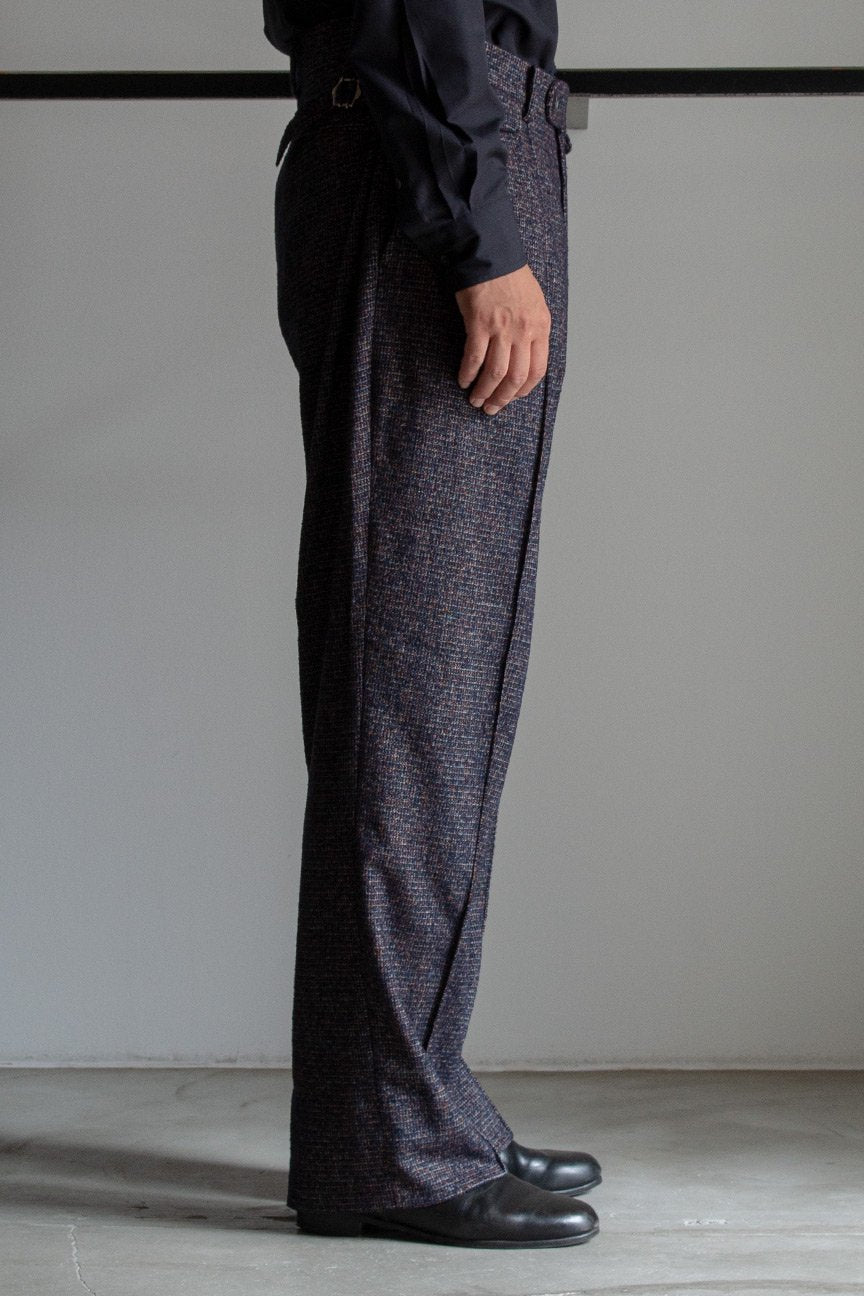 MIX TWEED WIDE TROUSERS / NAVY MIX - RAINMAKER KYOTO