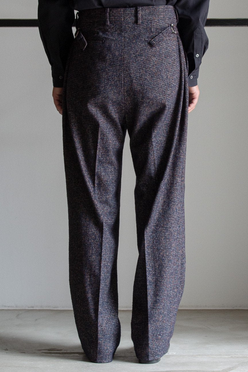 MIX TWEED WIDE TROUSERS / NAVY MIX - RAINMAKER KYOTO