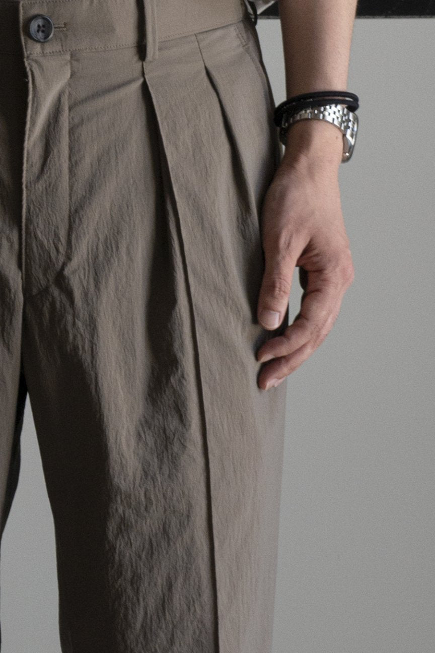 STRETCH SHIRRING TROUSERS/ BRONZE - RAINMAKER KYOTO