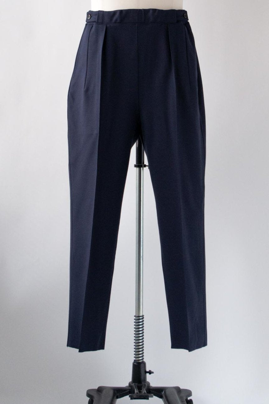 PONTE ROMA PLEATED WIDE TROUSERS / NAVY – RAINMAKER KYOTO