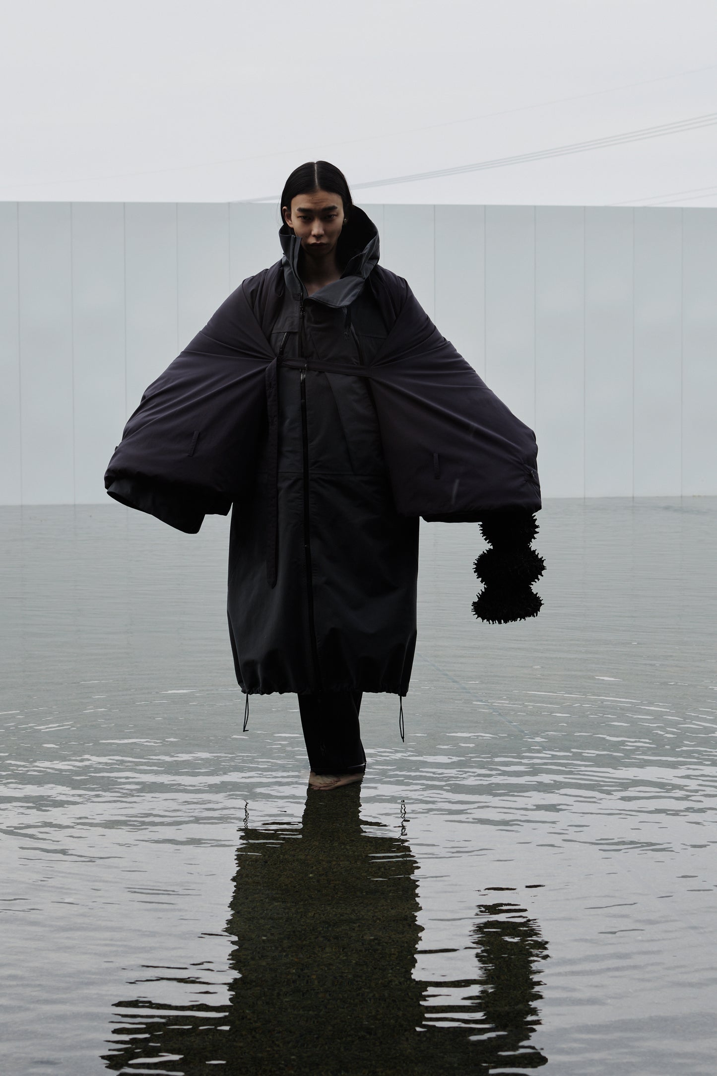 SHAWL COLLAR SHIRT/FAWN - RAINMAKER KYOTO