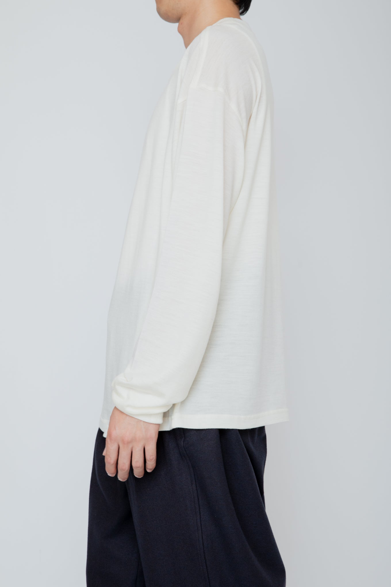 WASHABNE WOOL CREW NECK SHIRT / OFF WHITE