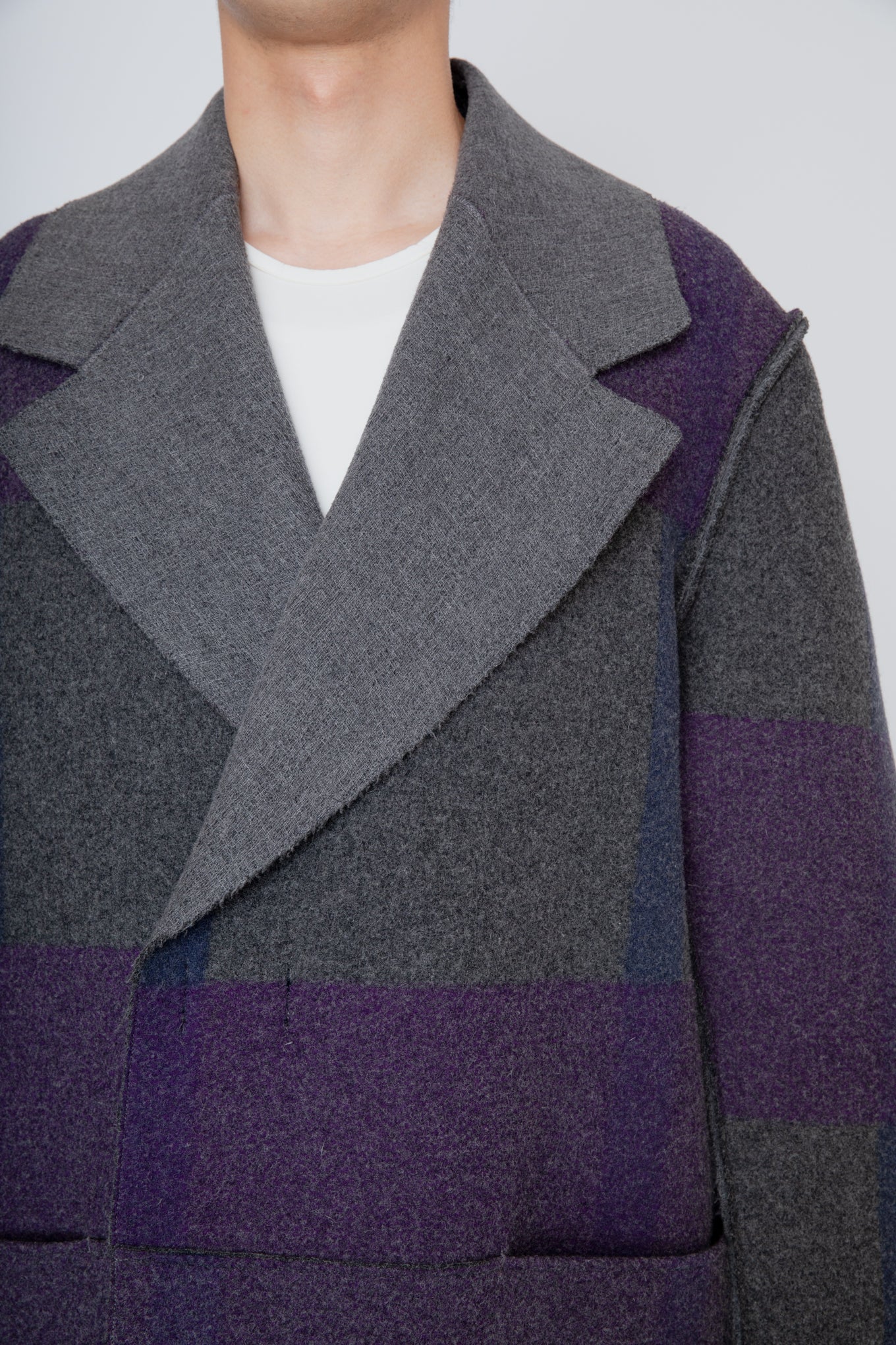DOUBLE BREASTED MELTON COAT / PURPLE MIX