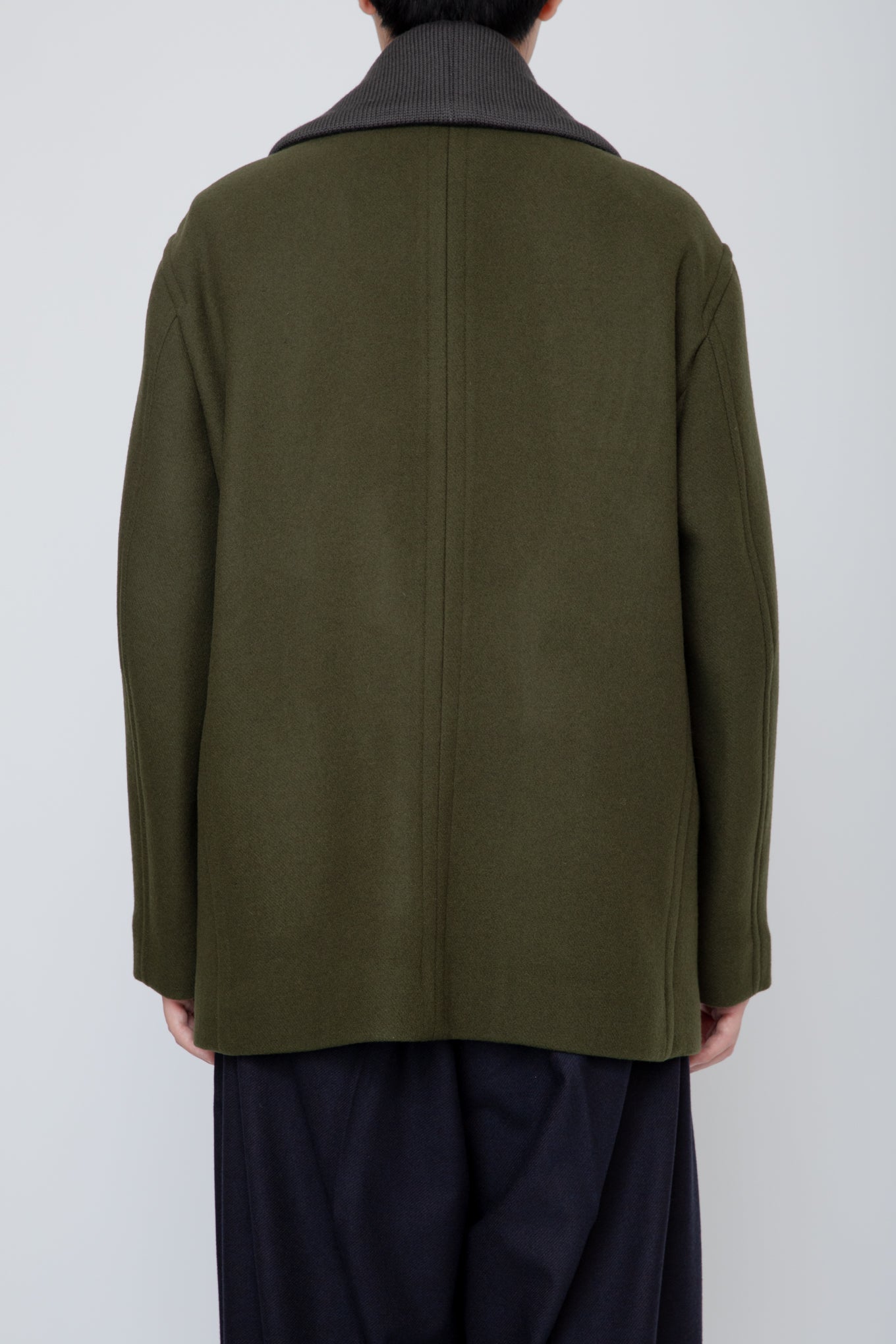 SHAWL COLLAR PEA COAT / KHAKI