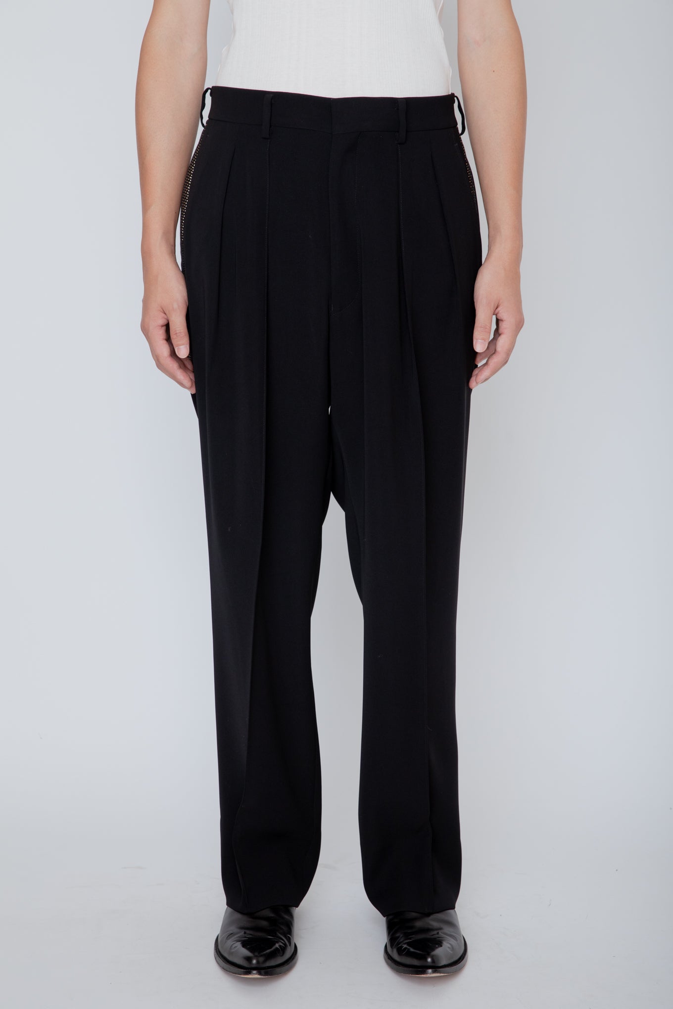 SIDE STRIPE TROUSERS / BLACK x GOLD