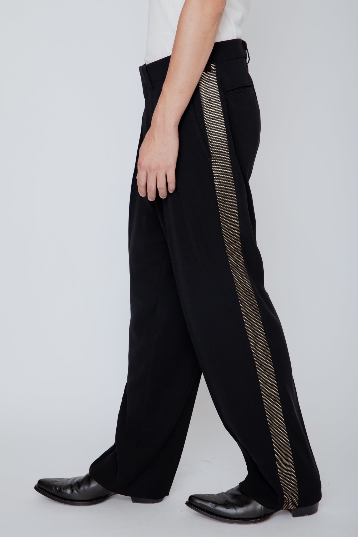 SIDE STRIPE TROUSERS / BLACK x GOLD