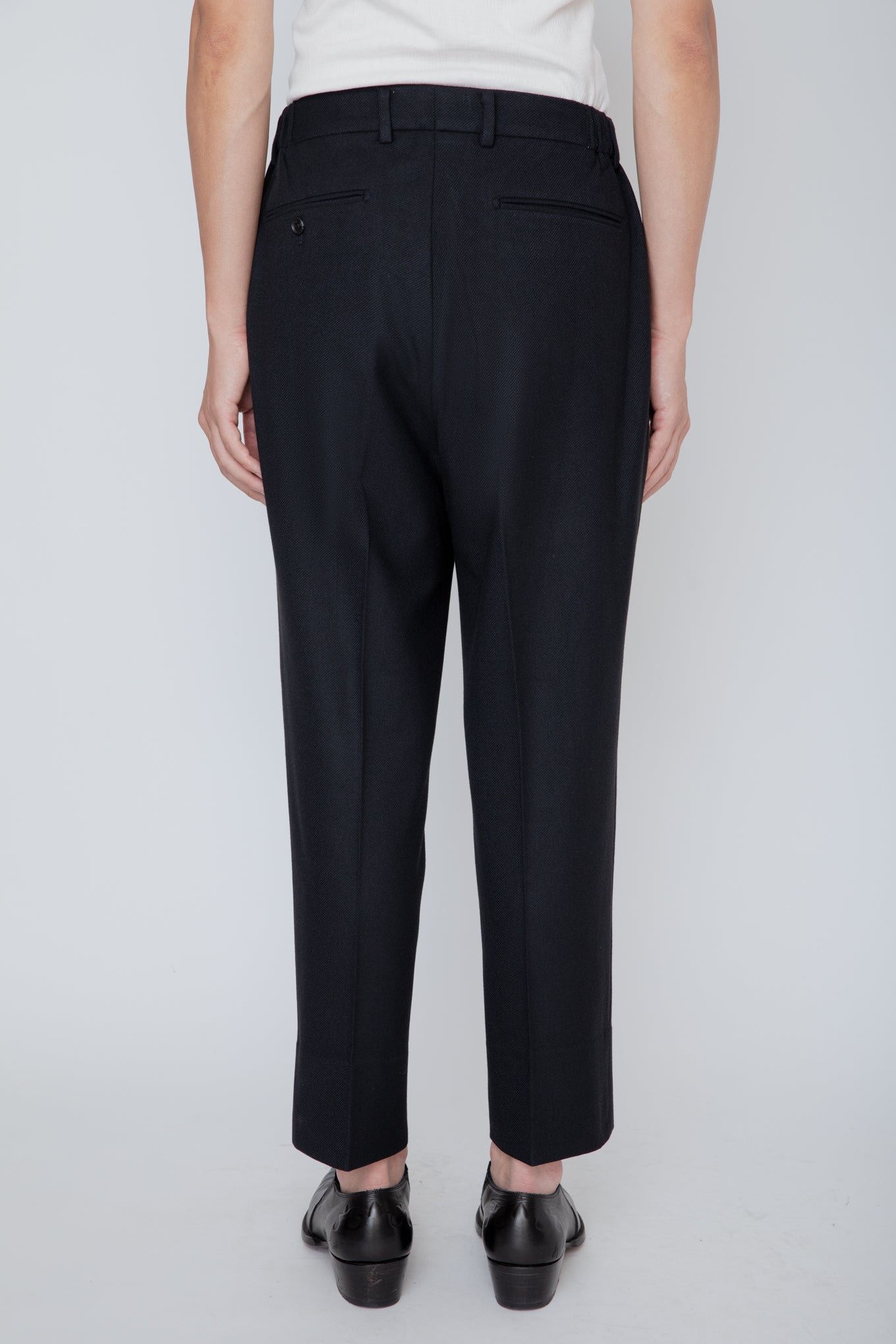 FRENCH TWILL SHIRRING TROUSERS / BLACK