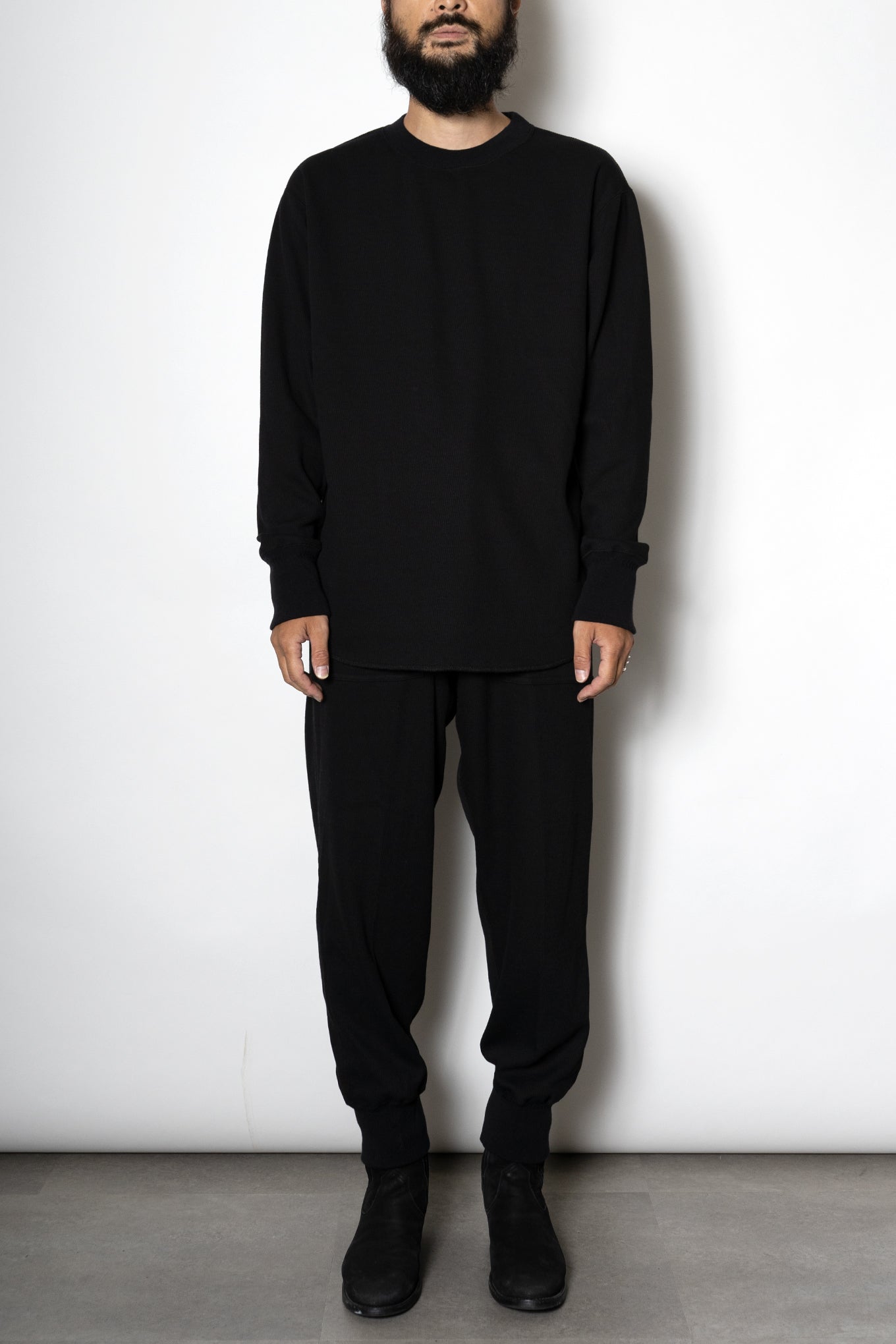 THERMAL CREW NECK SHIRT / BLACK - RAINMAKER KYOTO