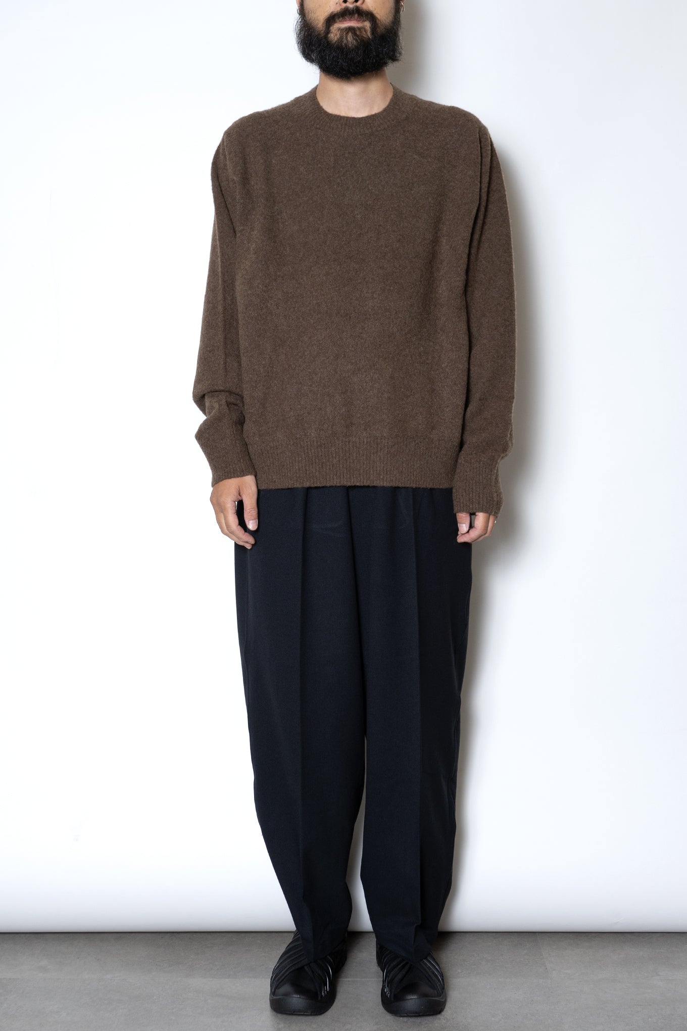 STAND COLLAR BELTED COAT / STEEL BLUE - RAINMAKER KYOTO