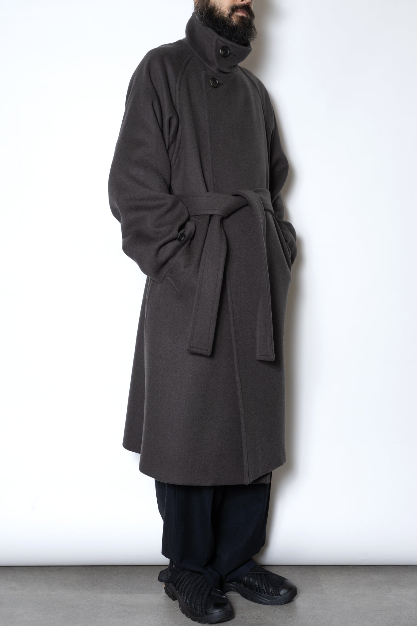 SHAWL COLLAR PEA COAT / BLACK - RAINMAKER KYOTO