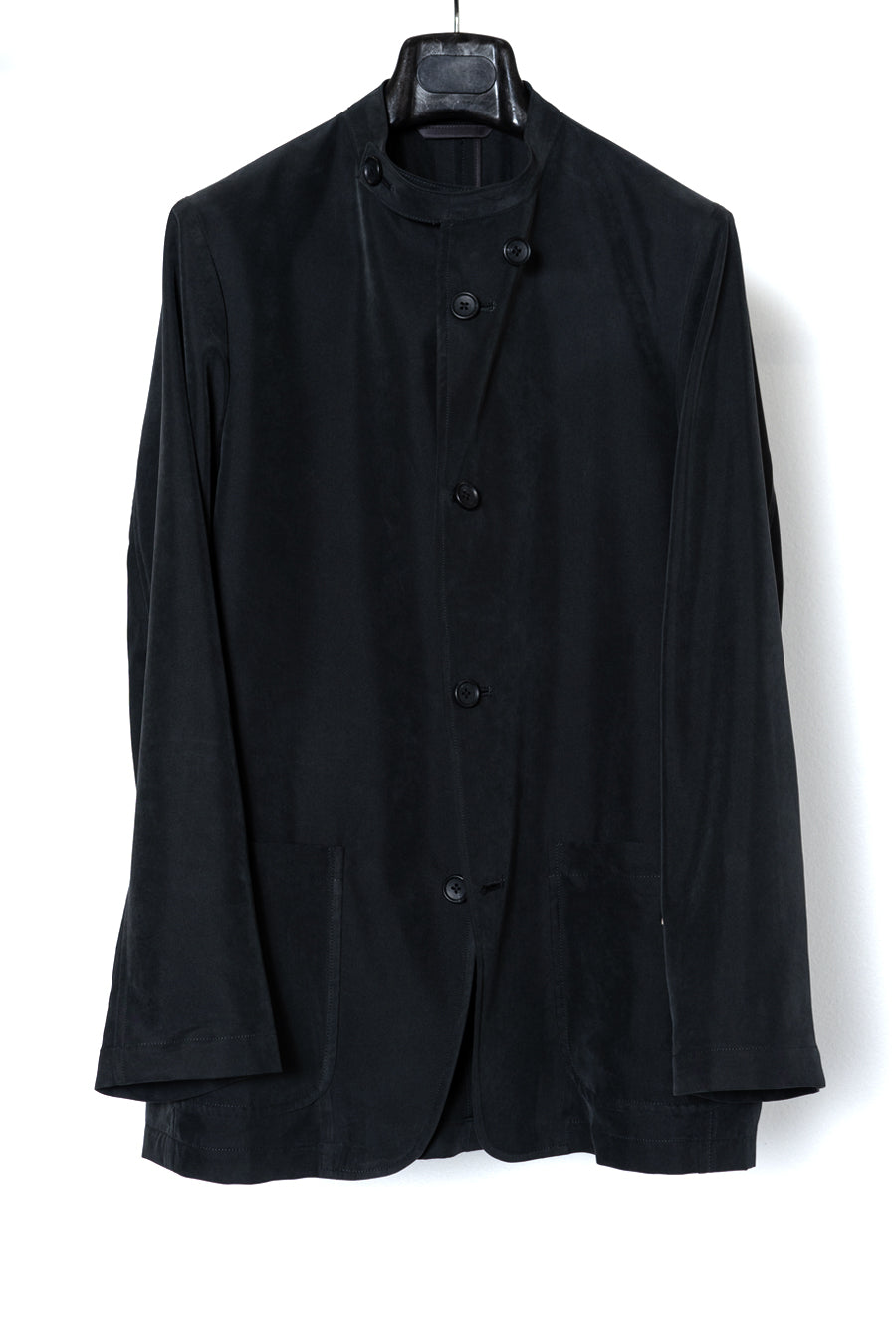 PEACH POPLIN OFFICER COLLAR JACKET/FADE BLACK - RAINMAKER KYOTO