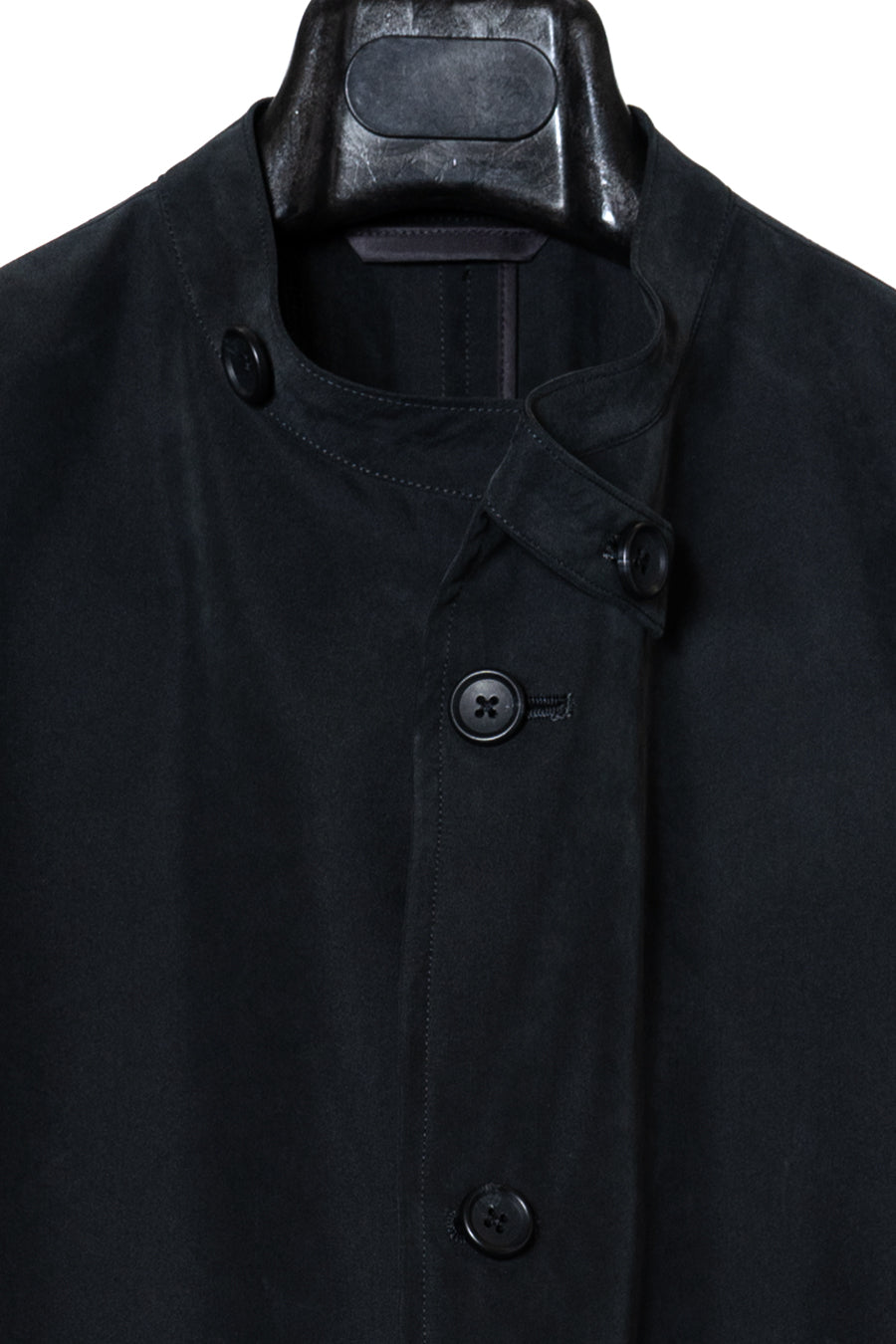 PEACH POPLIN OFFICER COLLAR JACKET/FADE BLACK - RAINMAKER KYOTO