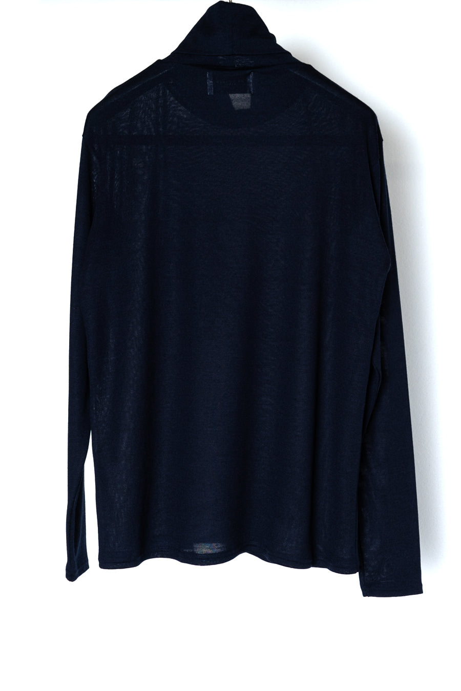 WASHABLE-WOOL HIGH NECK SHIRT/NAVY - RAINMAKER KYOTO