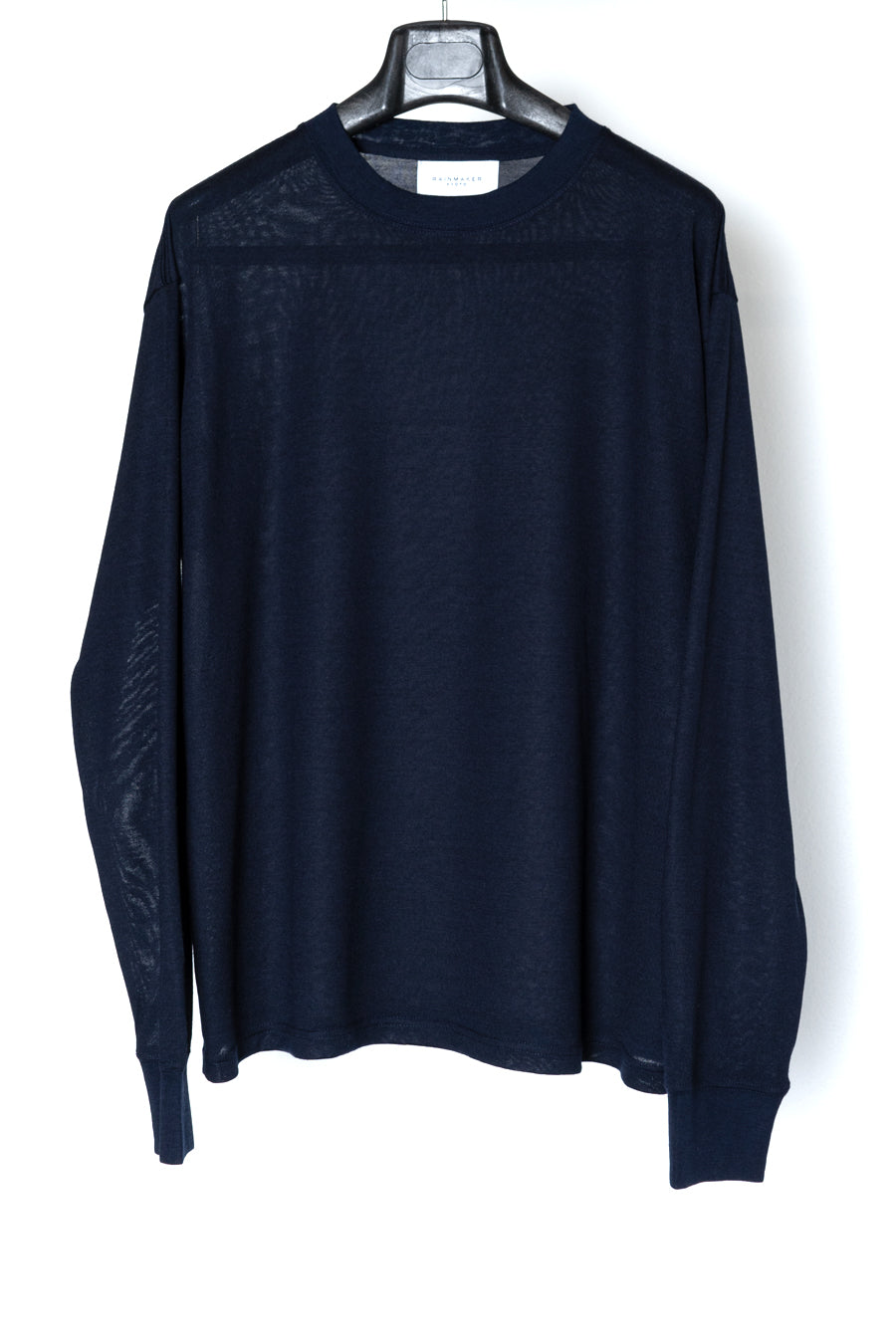 WASHABLE-WOOL CREW NECK SHIRT/NAVY – RAINMAKER KYOTO