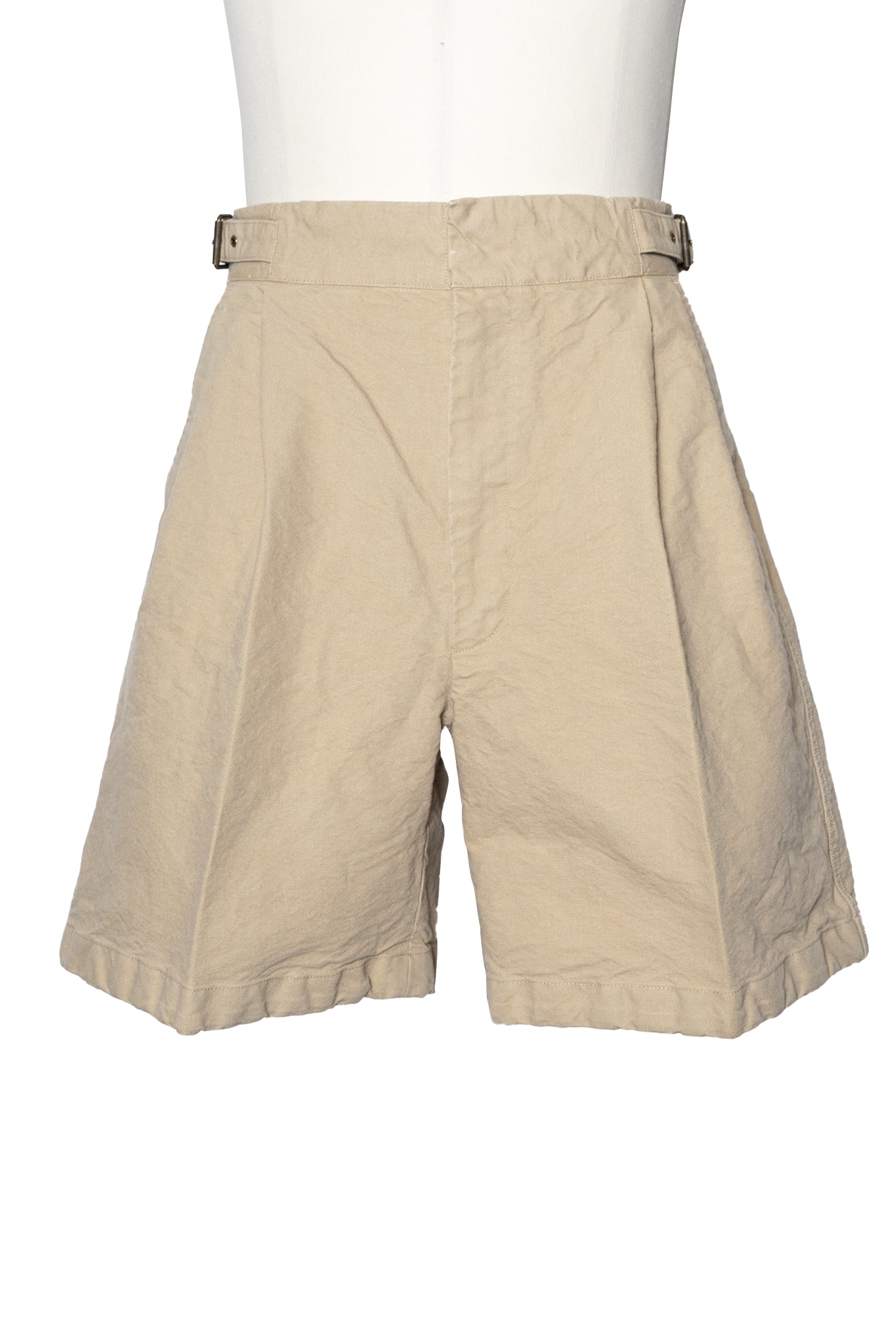 CANVAS SIDE BELTED SHORTS/SAND BEIGE