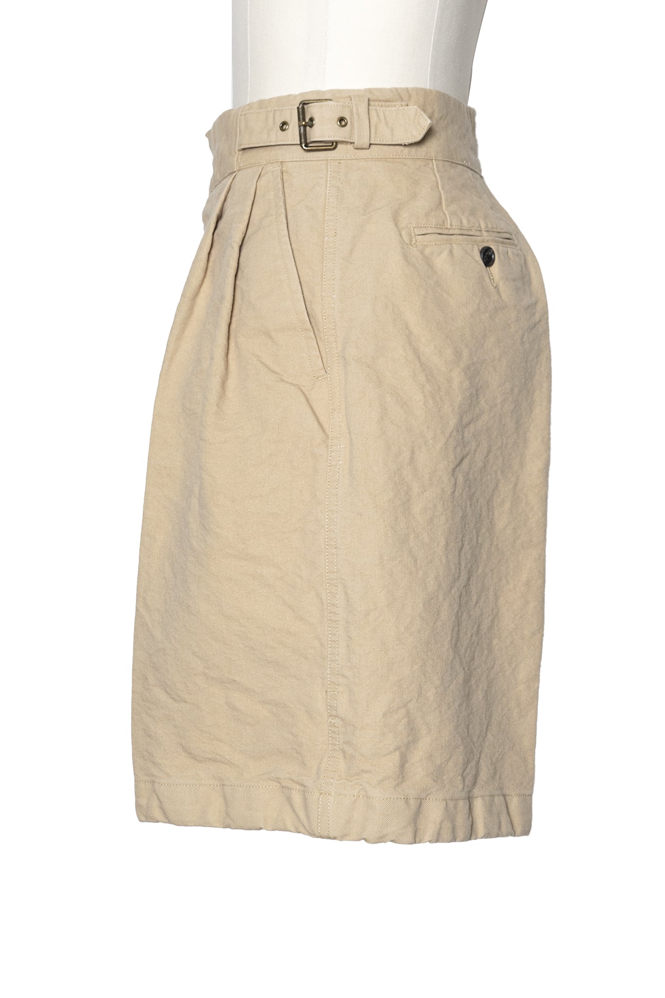 CANVAS SIDE BELTED SHORTS/SAND BEIGE