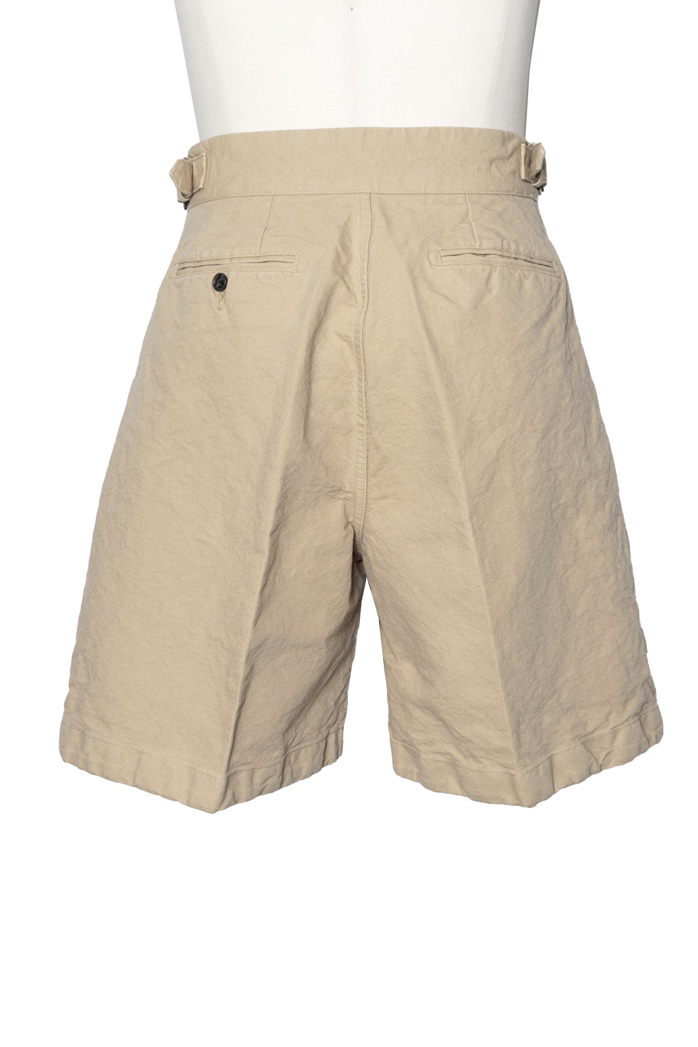 CANVAS SIDE BELTED SHORTS/SAND BEIGE