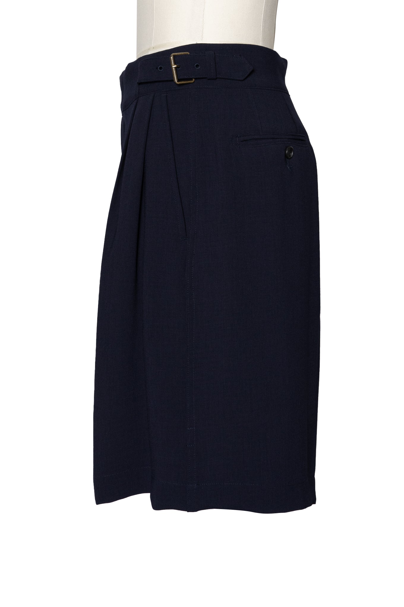 MELANGE TWILL SIDE BELTED SHORTS/NAVY