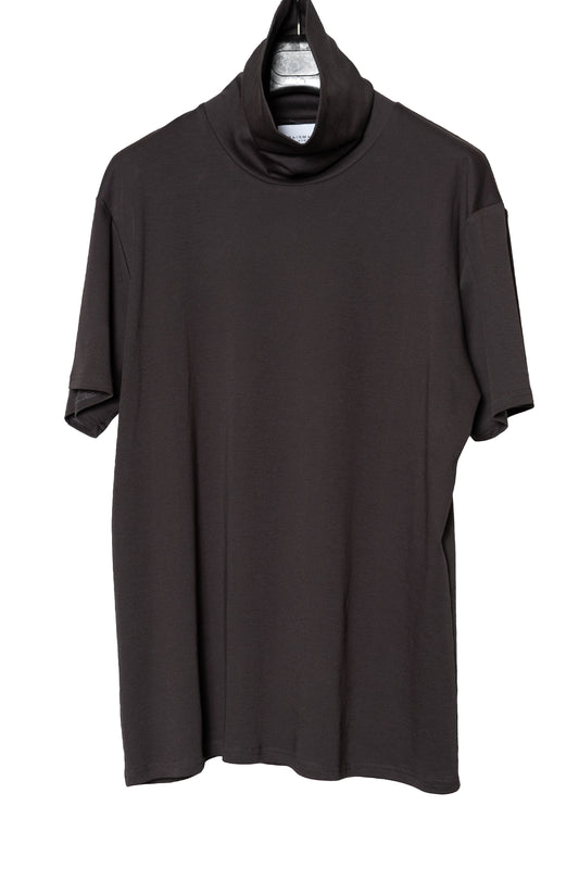 HIGH NECK S/S T-SHIRT/CHARCOAL