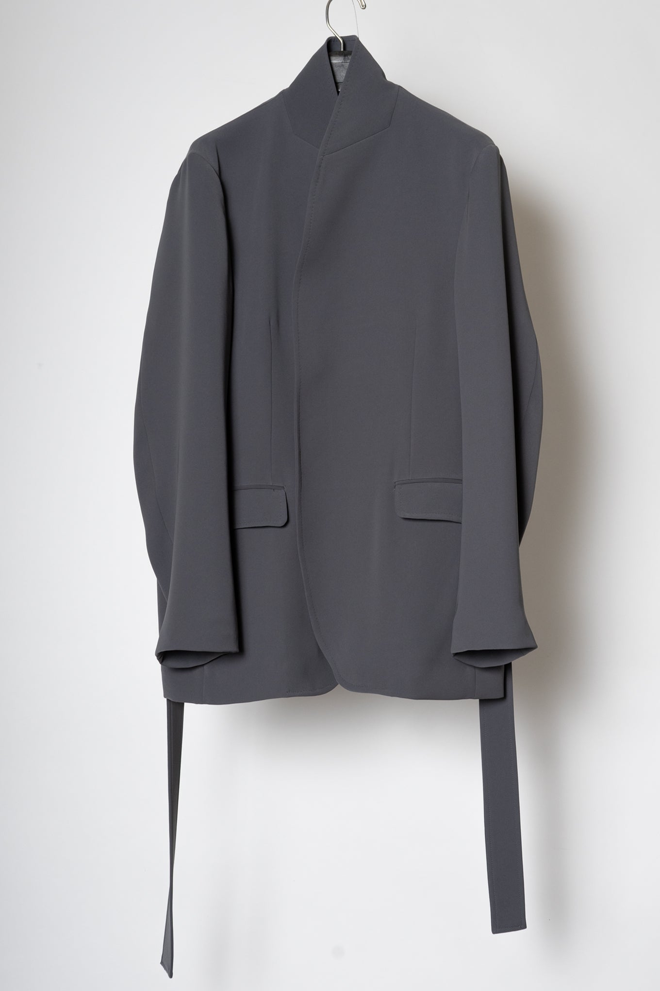 STAND UP SHAWL COLLAR JACKET / STEEL – RAINMAKER KYOTO