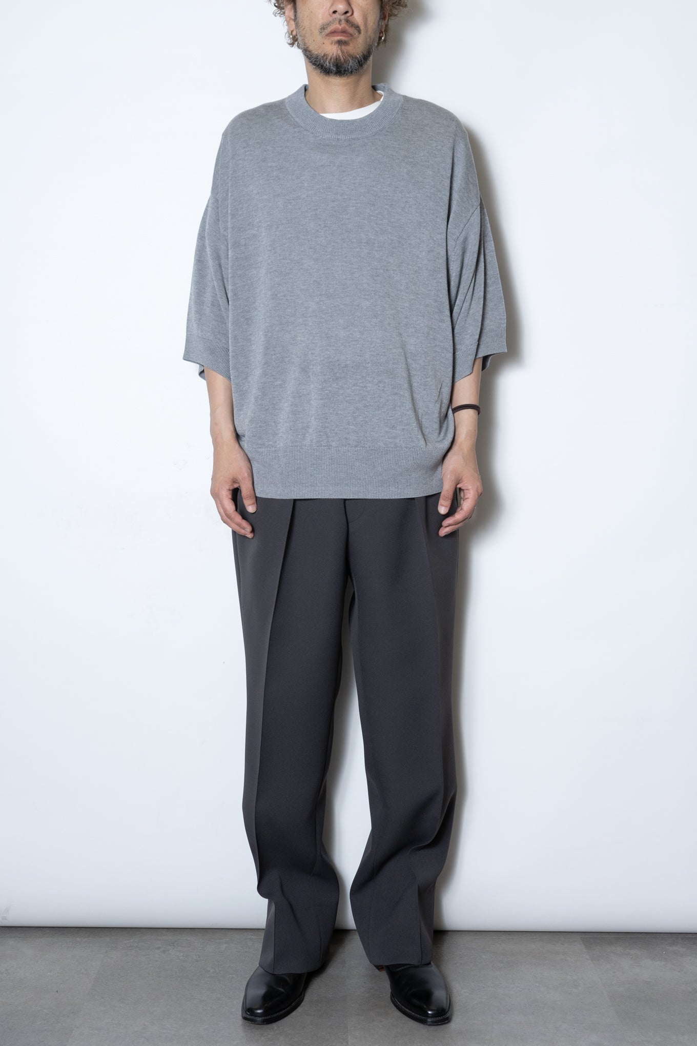 TRIPLE CLOTH WIDE TROUSERS / SLATE GRAY