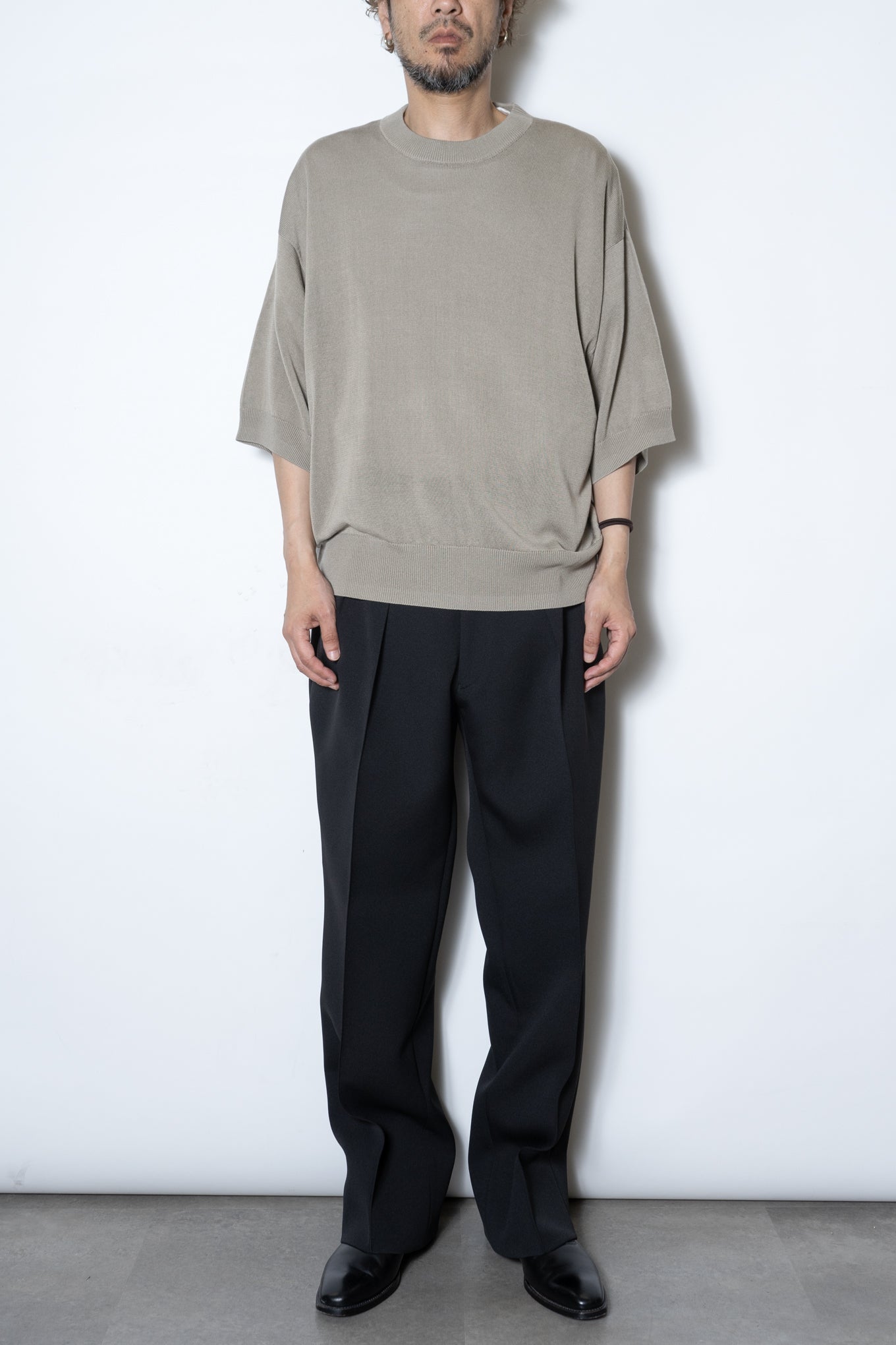TRIPLE CLOTH WIDE TROUSERS / BLACK