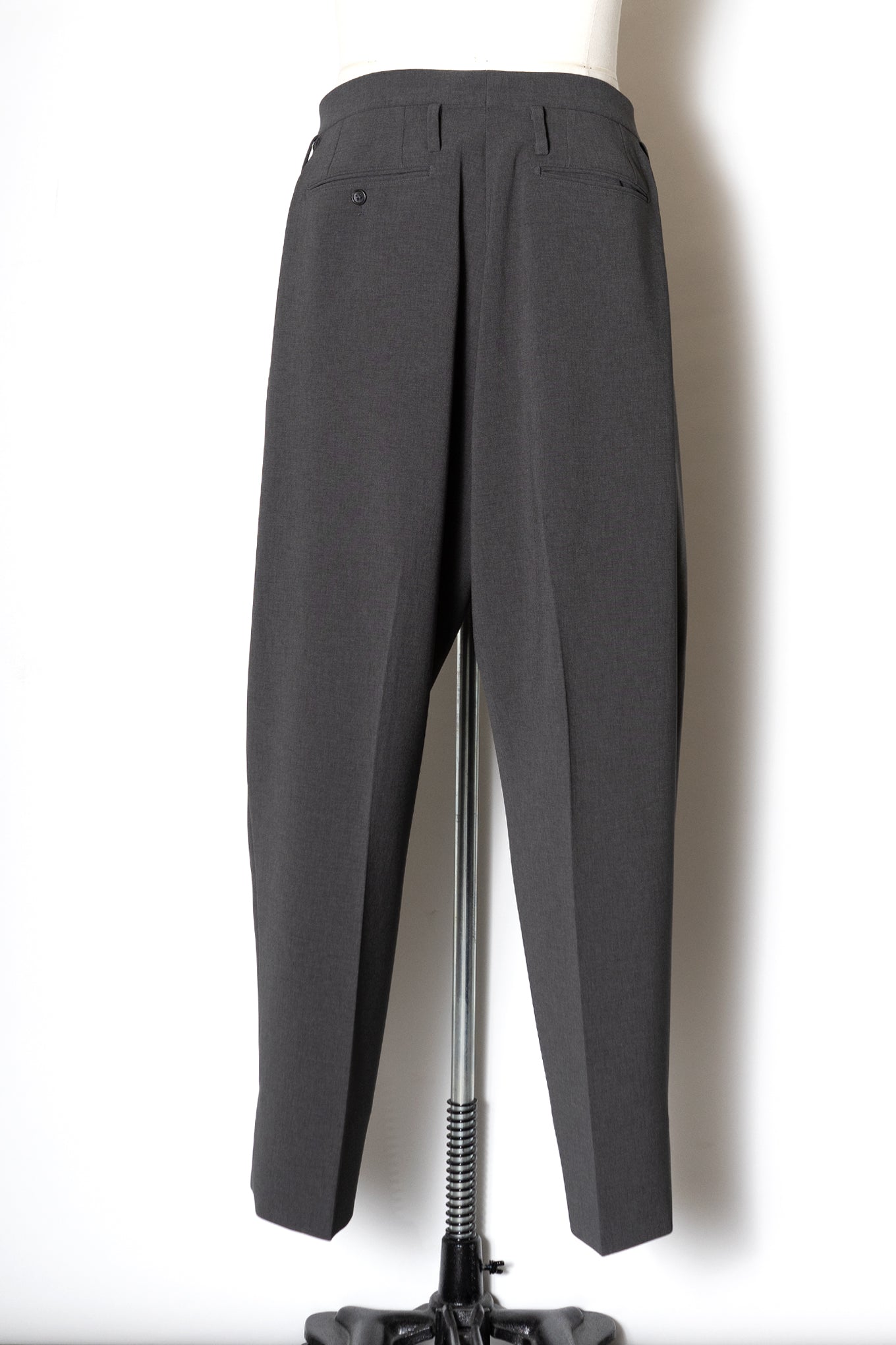DOUBLE CLOTH 3-PLEATED TROUSERS / SLATE GRAY