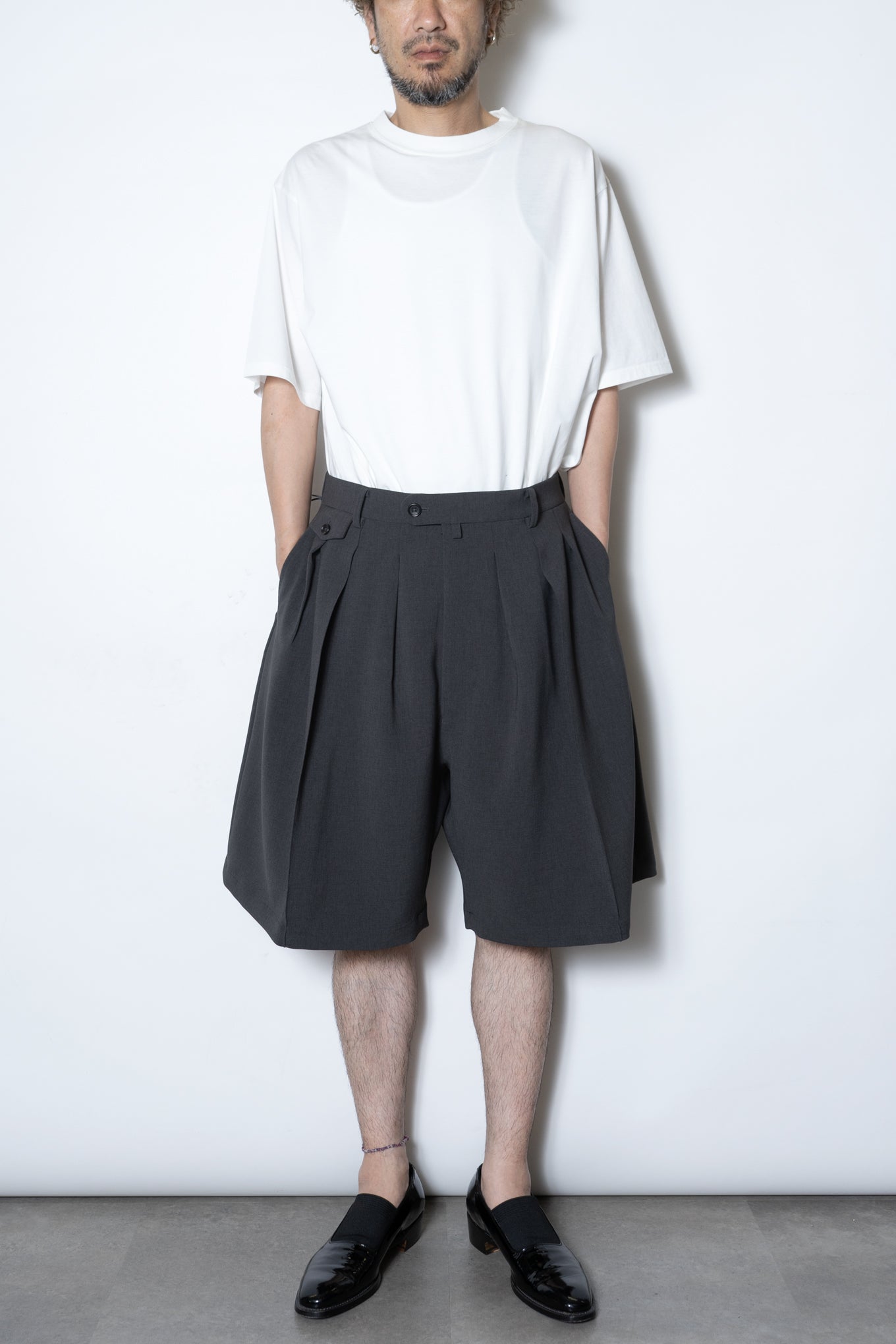 DOUBLE CLOTH HAKAMA SHORTS / SLATE GRAY