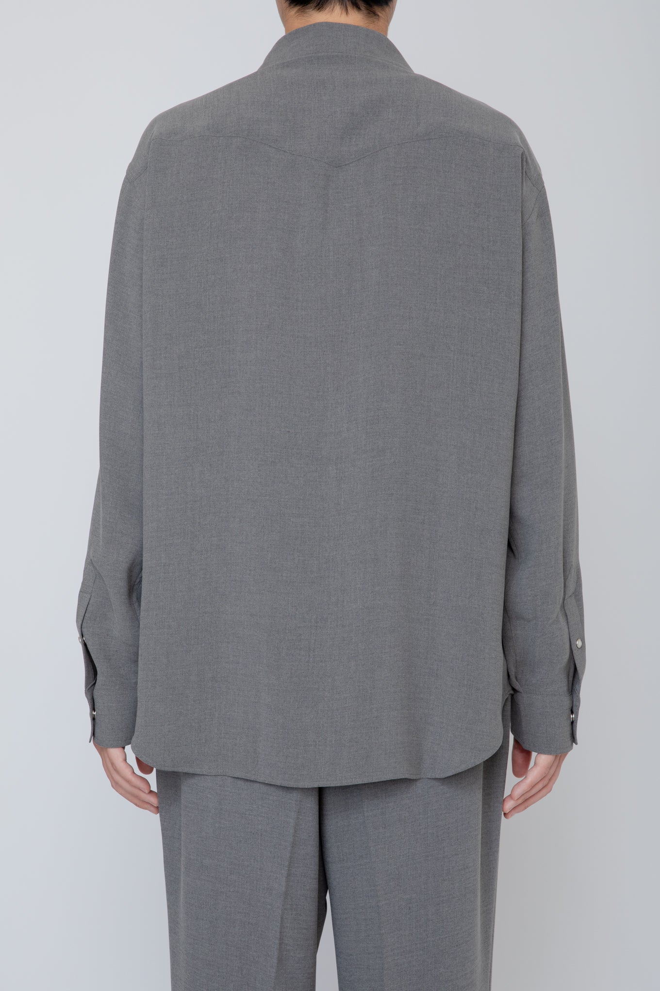 MELANGE TWILL WESTERN SHIRT / TOP GRAY