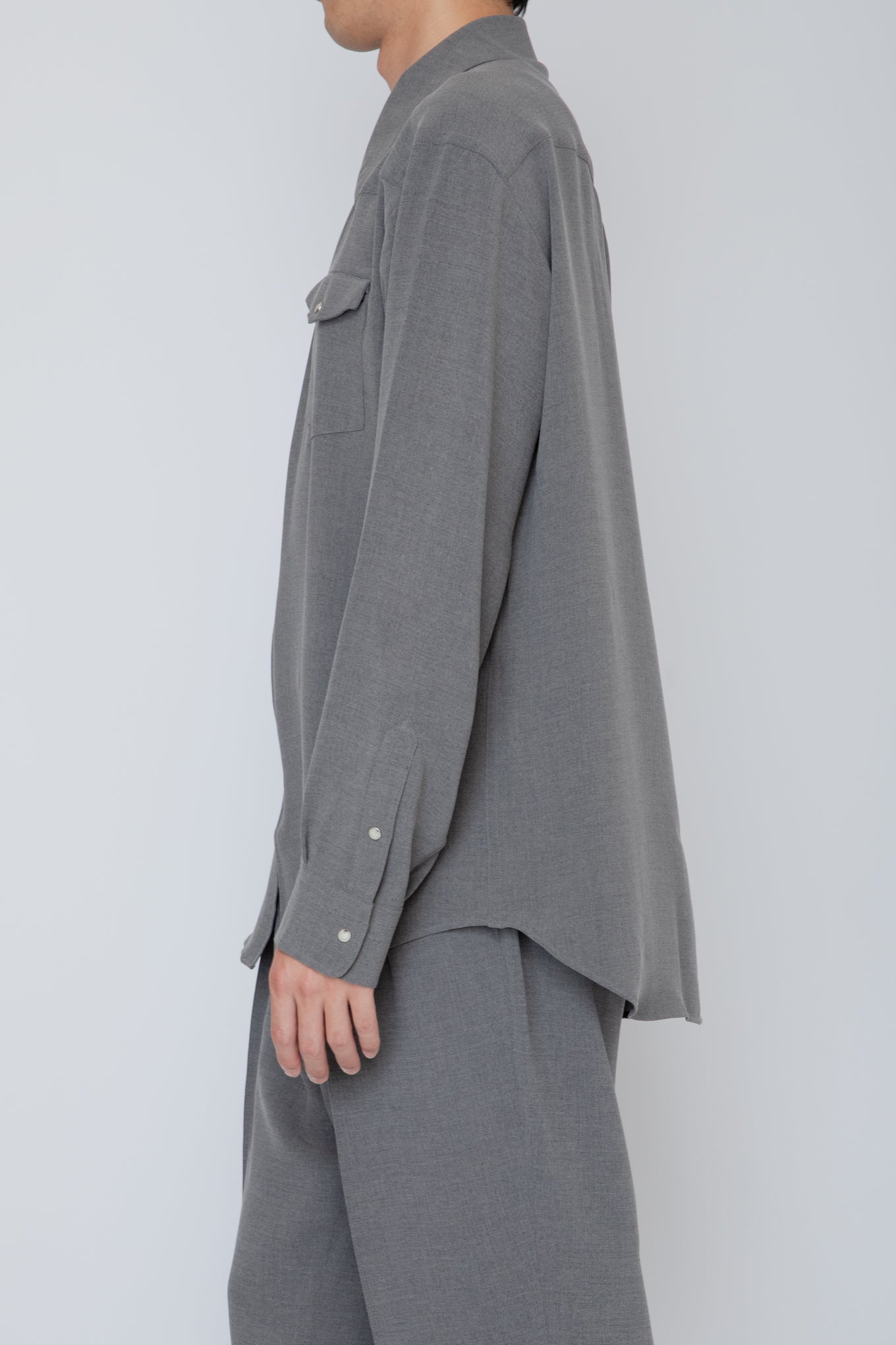 MELANGE TWILL WESTERN SHIRT / TOP GRAY