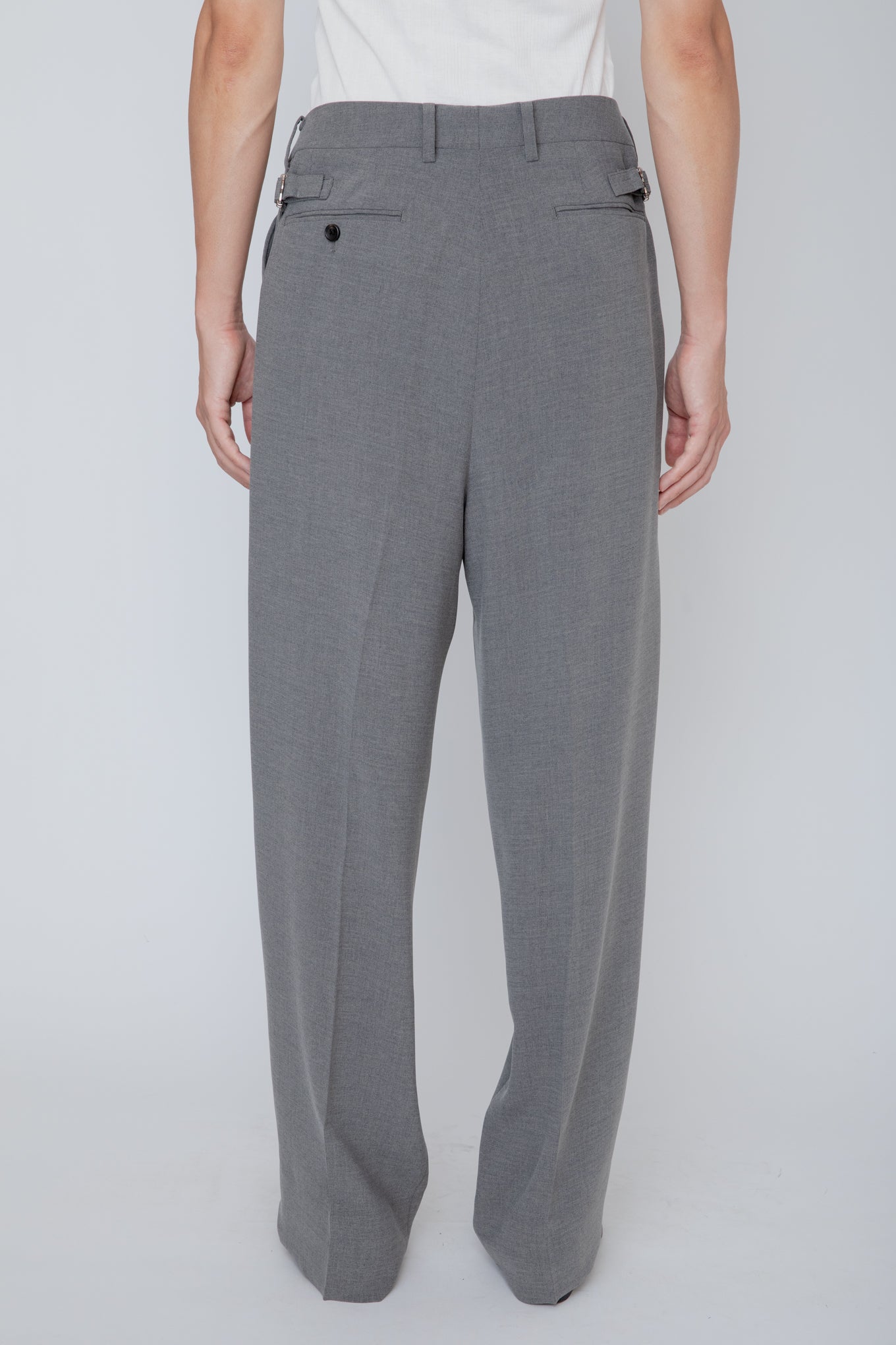 MELANGE TWILL WIDE TROUSERS / TOP GRAY