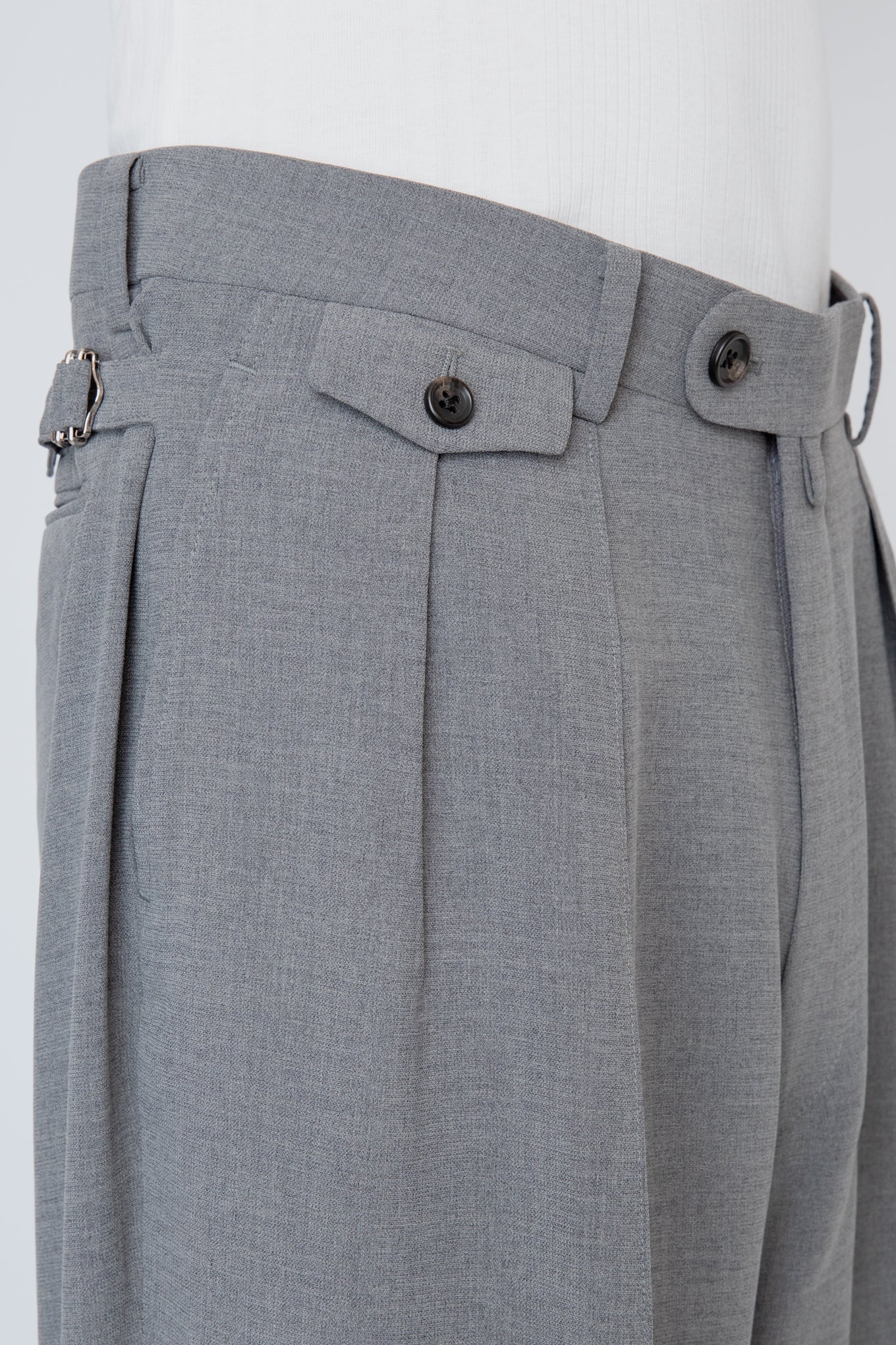 MELANGE TWILL WIDE TROUSERS / TOP GRAY