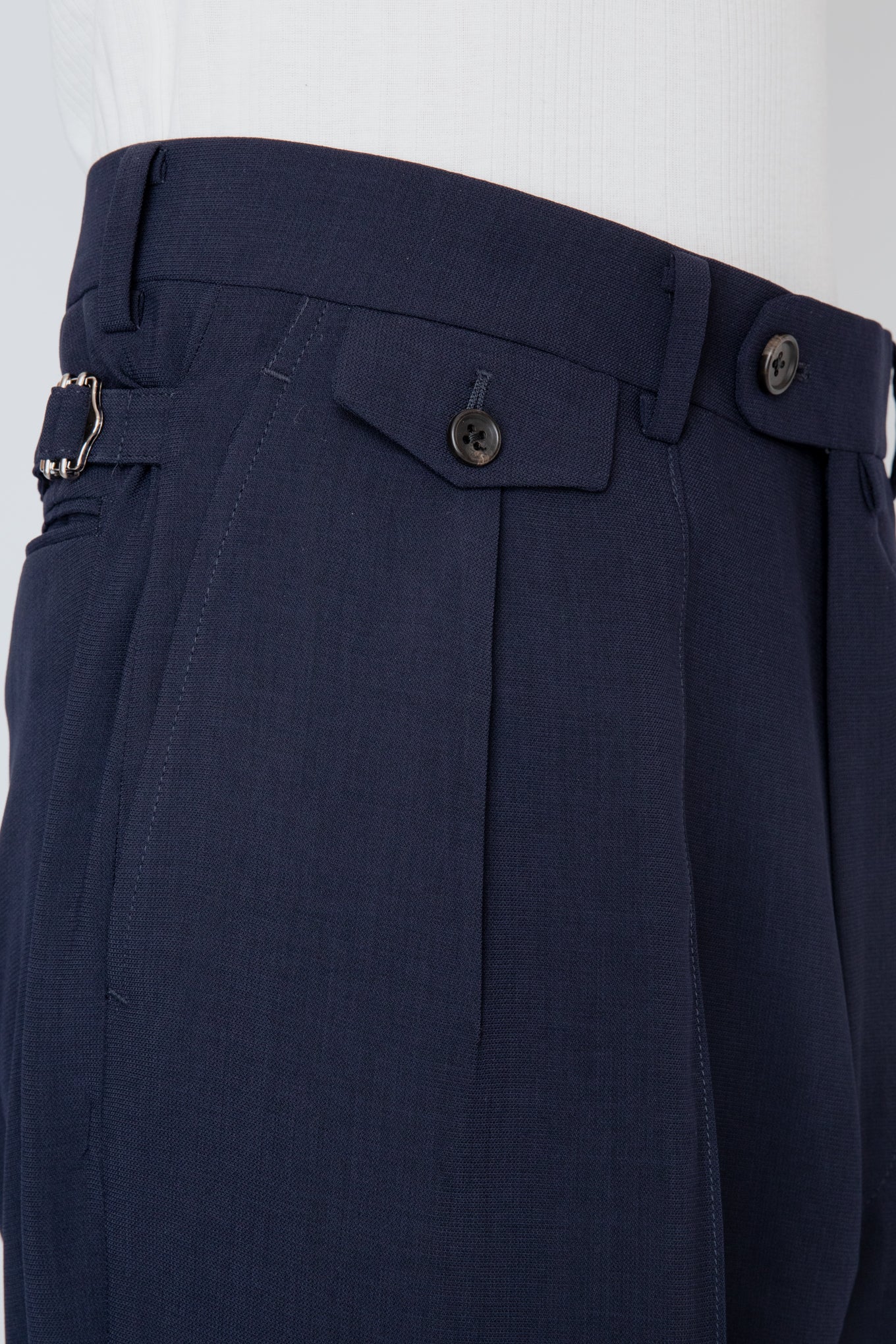 MELANGE TWILL WIDE TROUSERS / NAVY