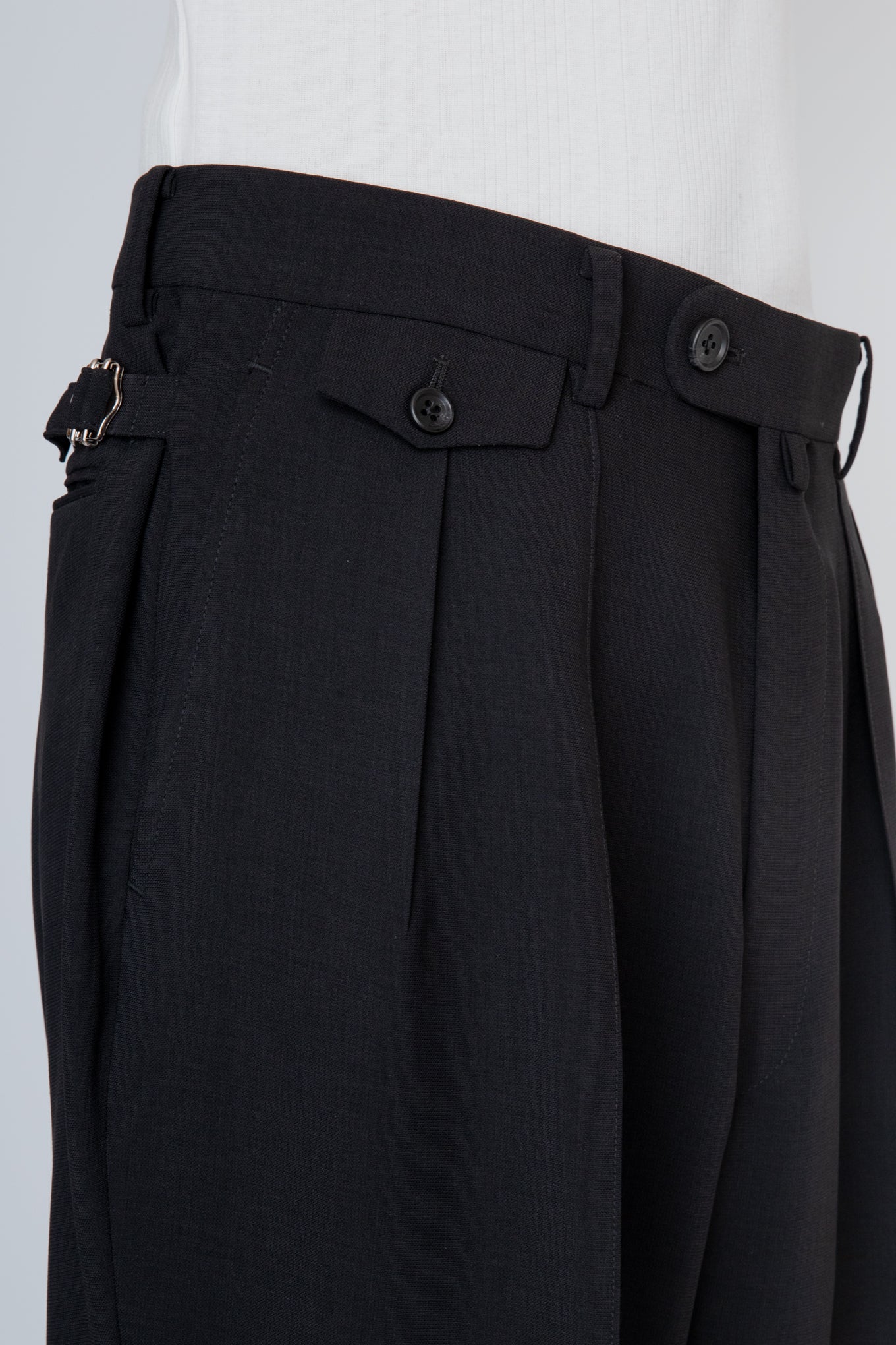 MELANGE TWILL WIDE TROUSERS / BLACK
