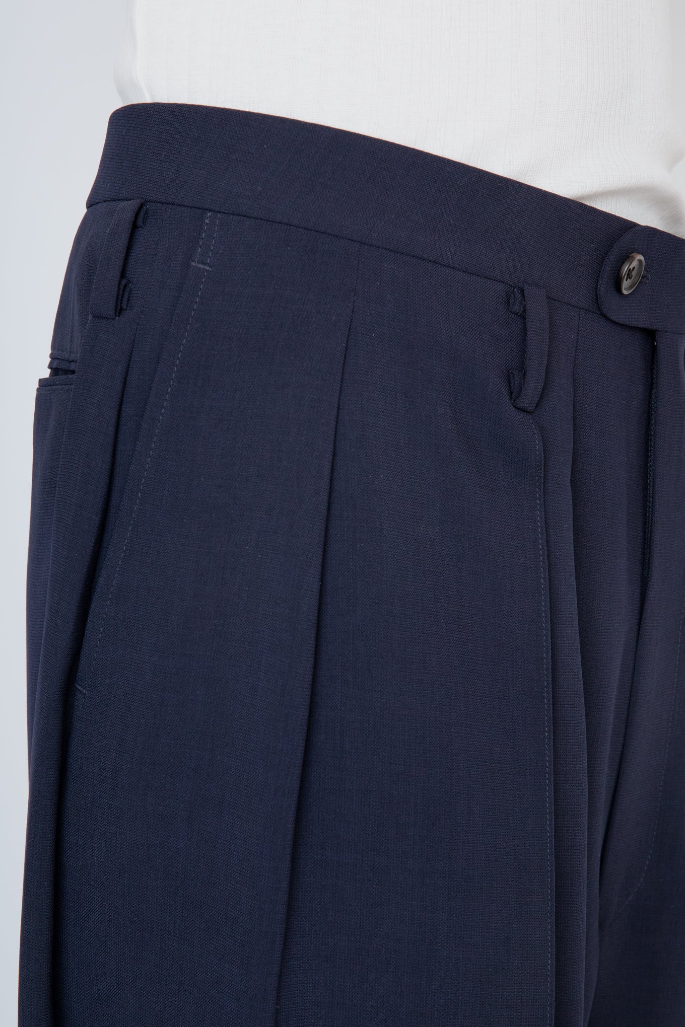 MELANGE TWILL 3-PLEATED TROUSERS / NAVY